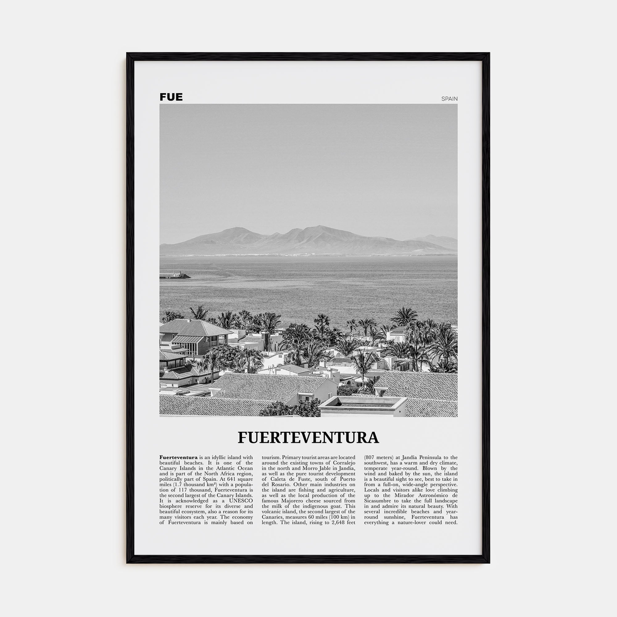 Fuerteventura Travel B&W Poster