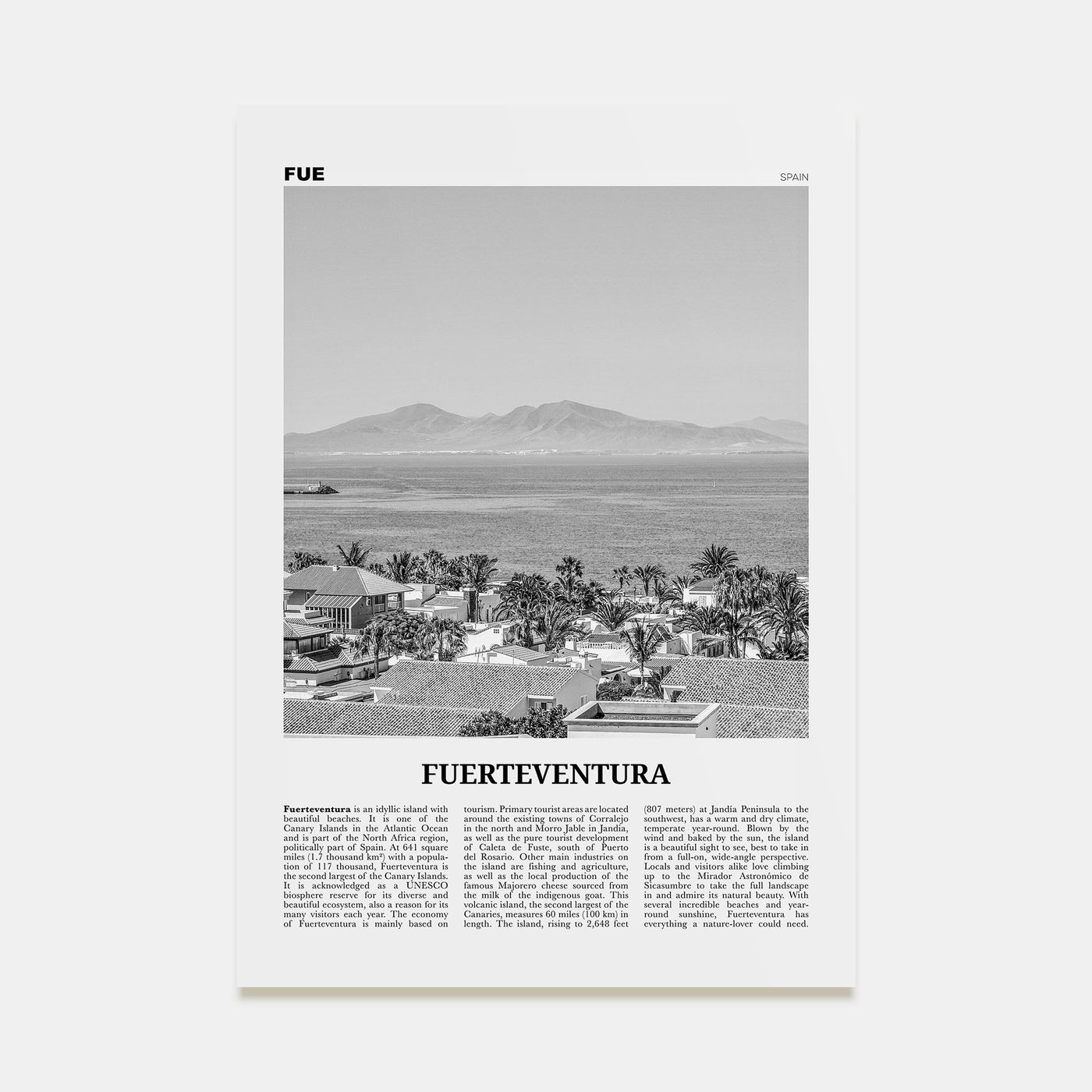 Fuerteventura Travel B&W Poster