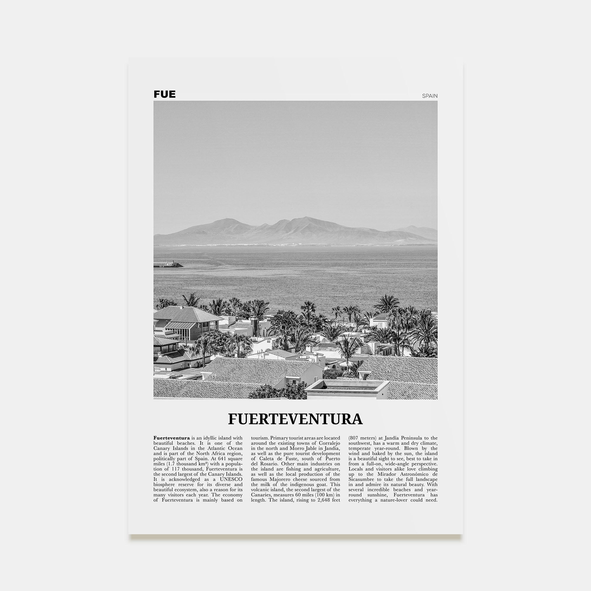 Fuerteventura Travel B&W Poster
