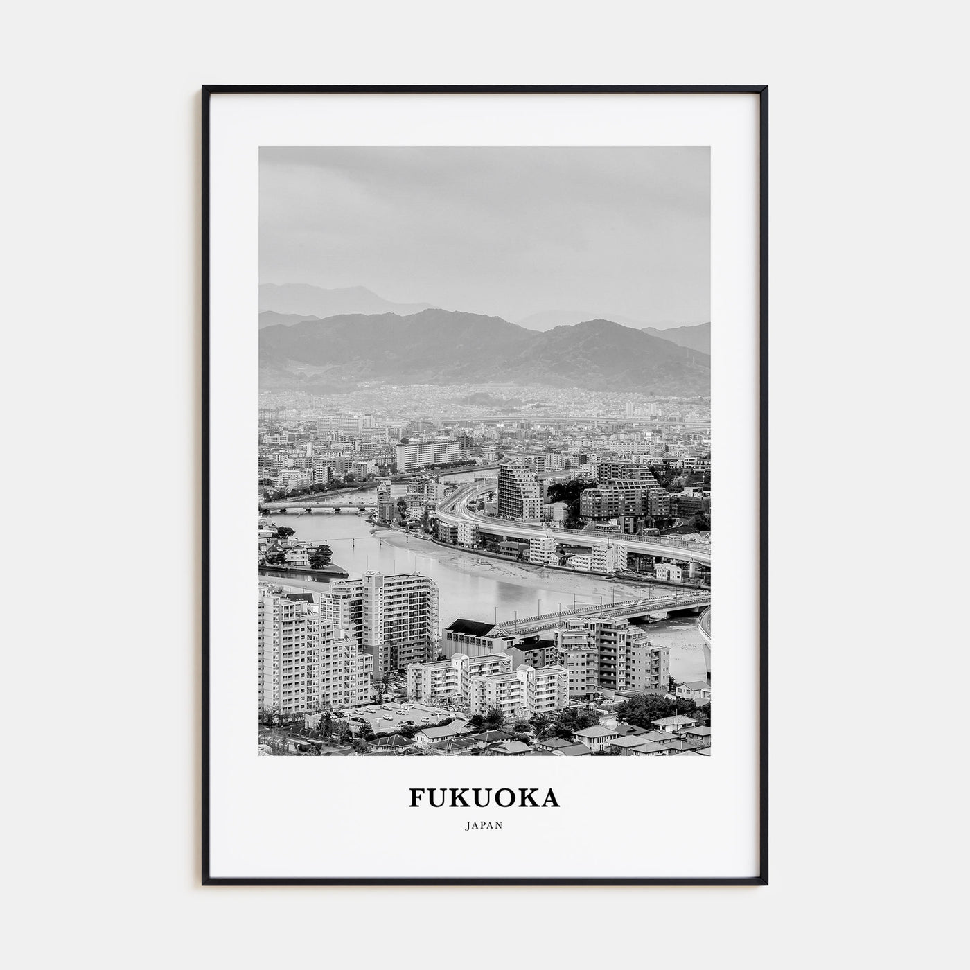 Fukuoka Portrait B&W Poster