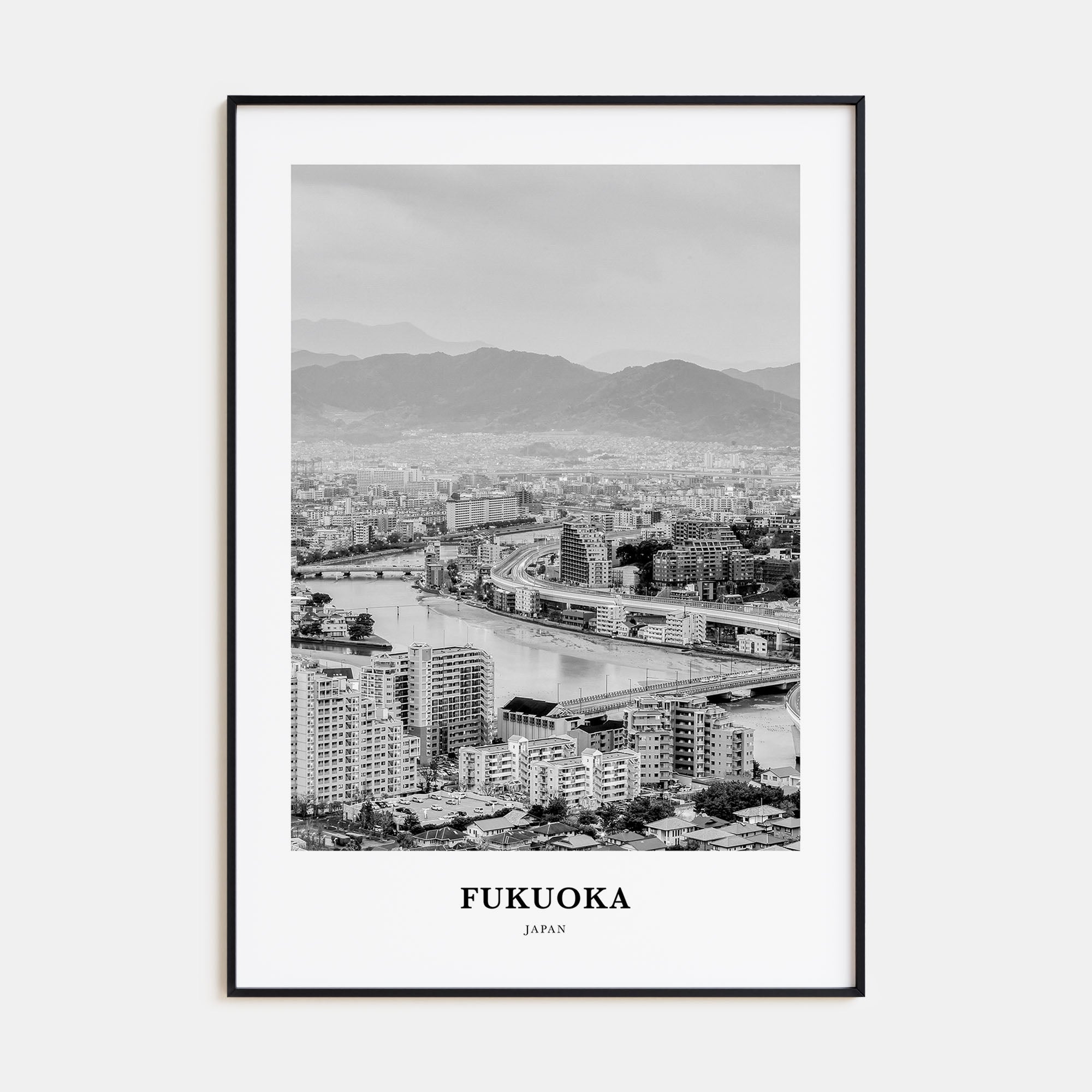 Fukuoka Portrait B&W Poster
