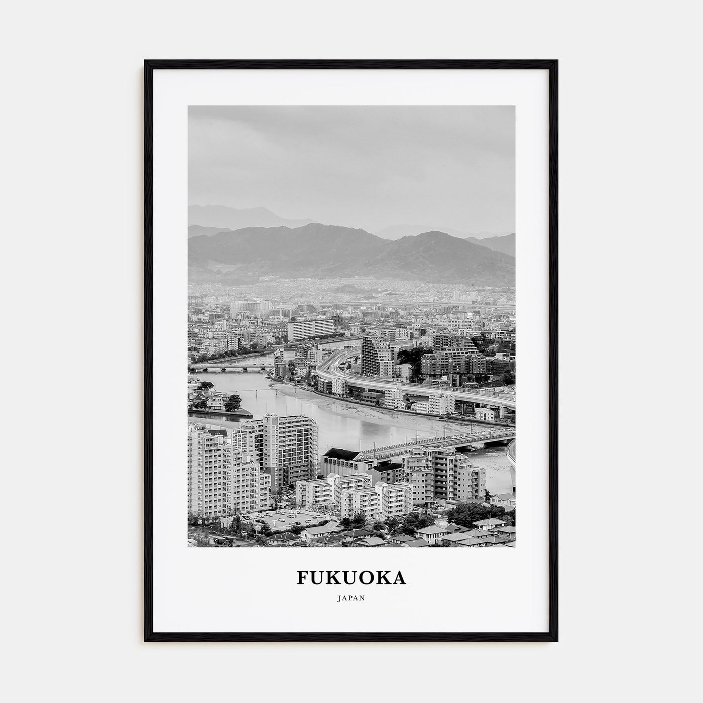 Fukuoka Portrait B&W Poster