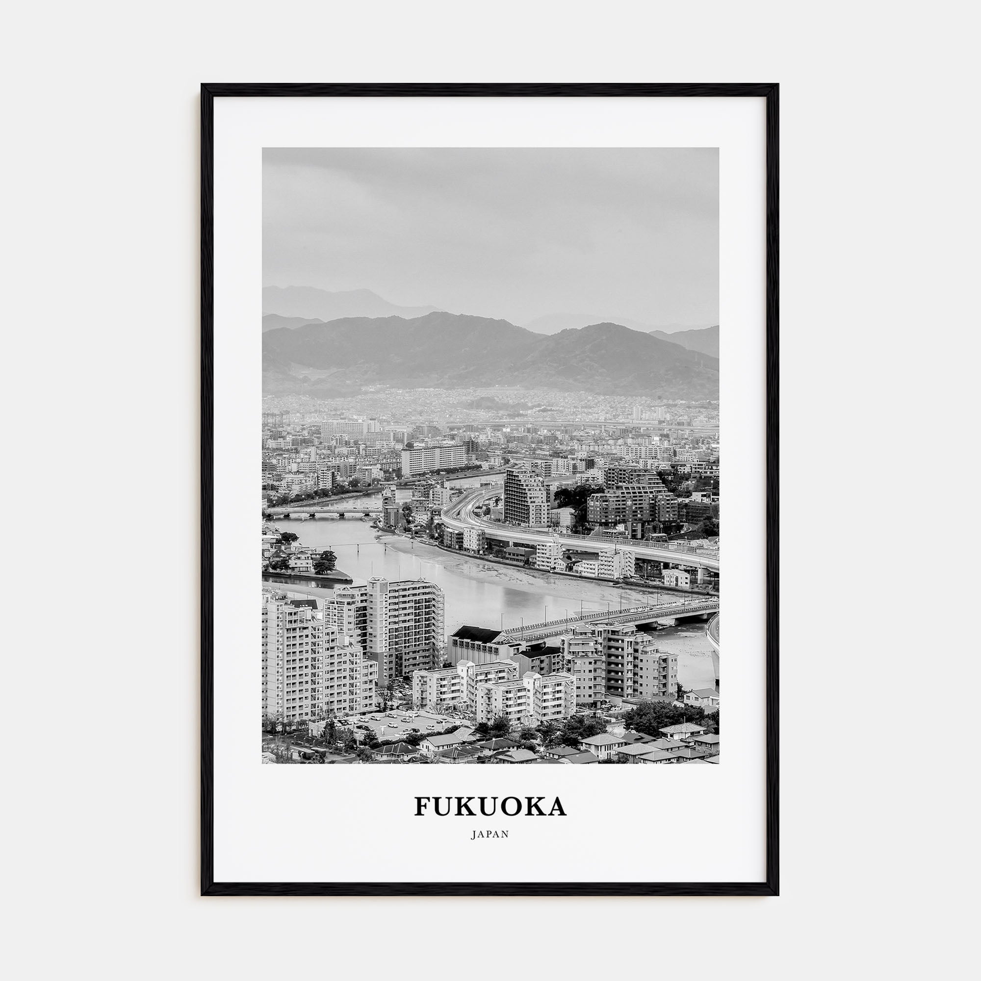 Fukuoka Portrait B&W Poster