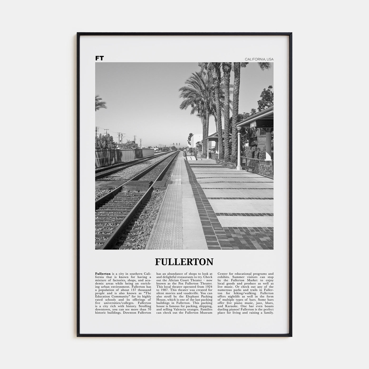 Fullerton Travel B&W Poster