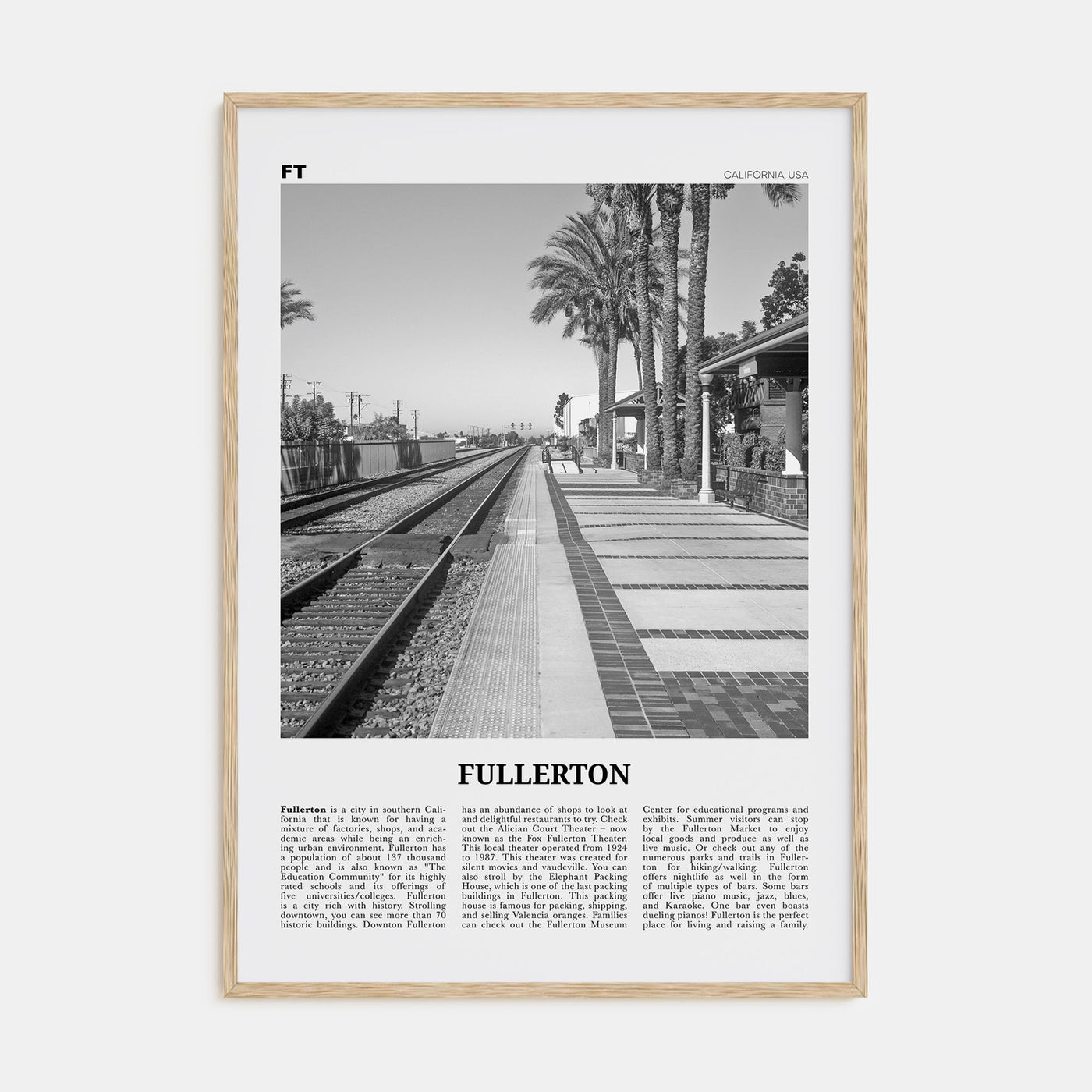 Fullerton Travel B&W Poster