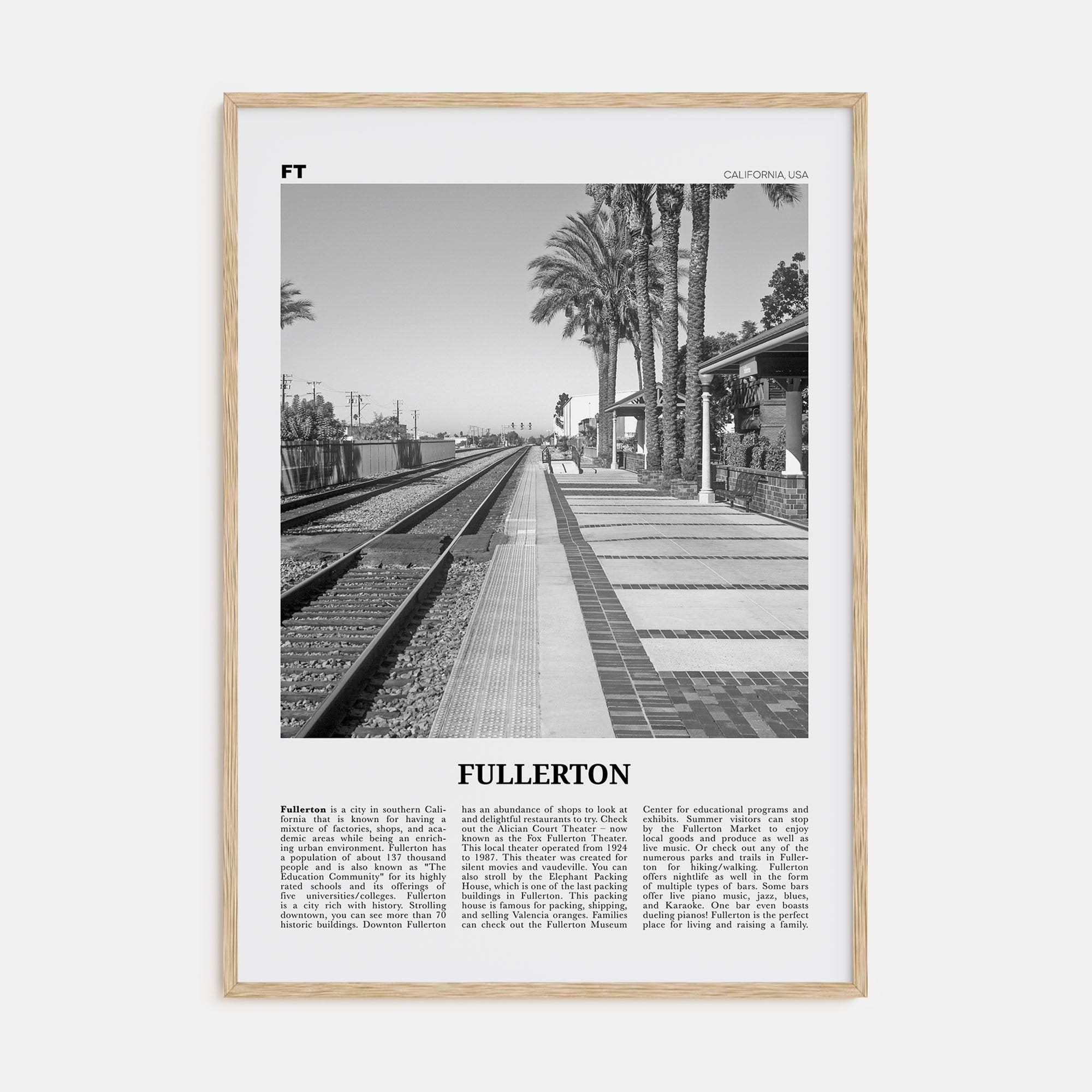 Fullerton Travel B&W Poster