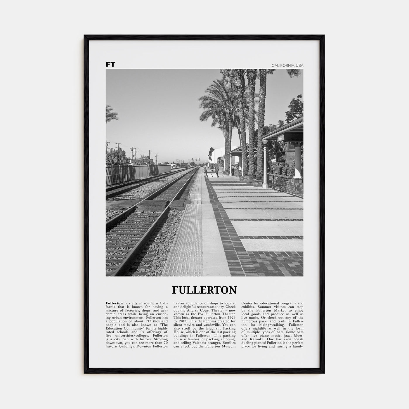 Fullerton Travel B&W Poster