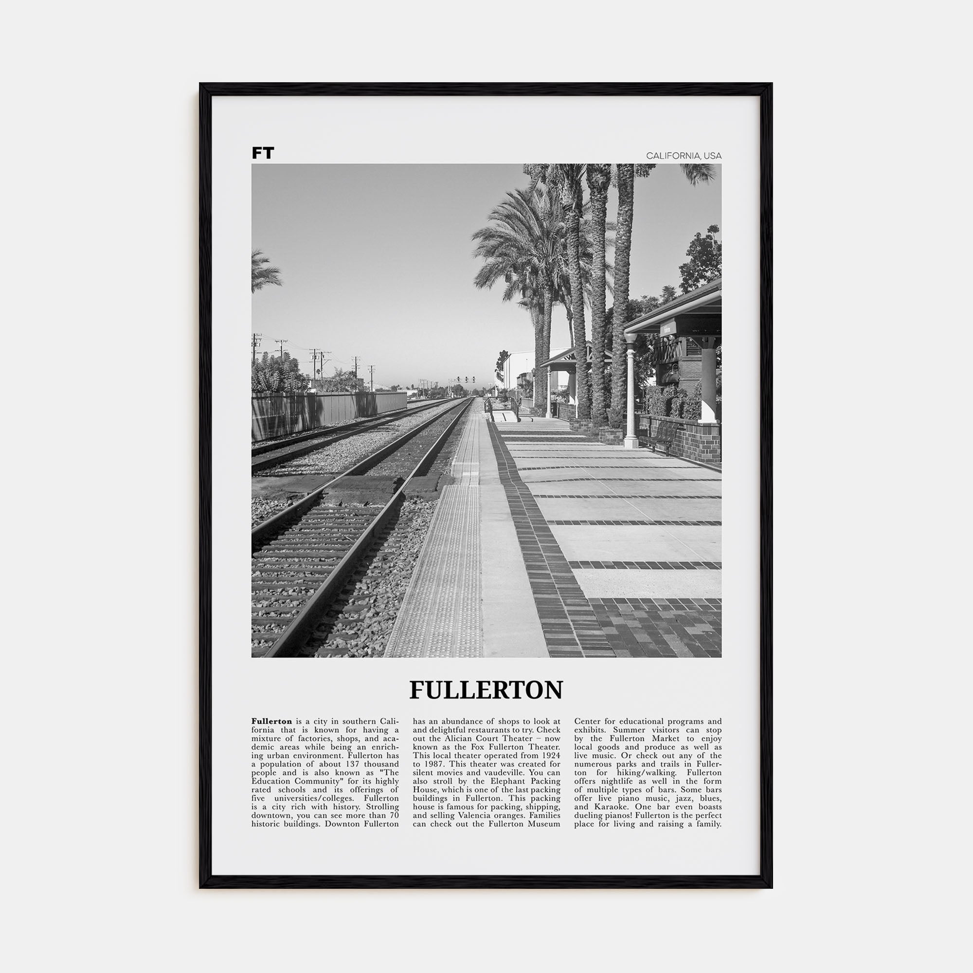 Fullerton Travel B&W Poster