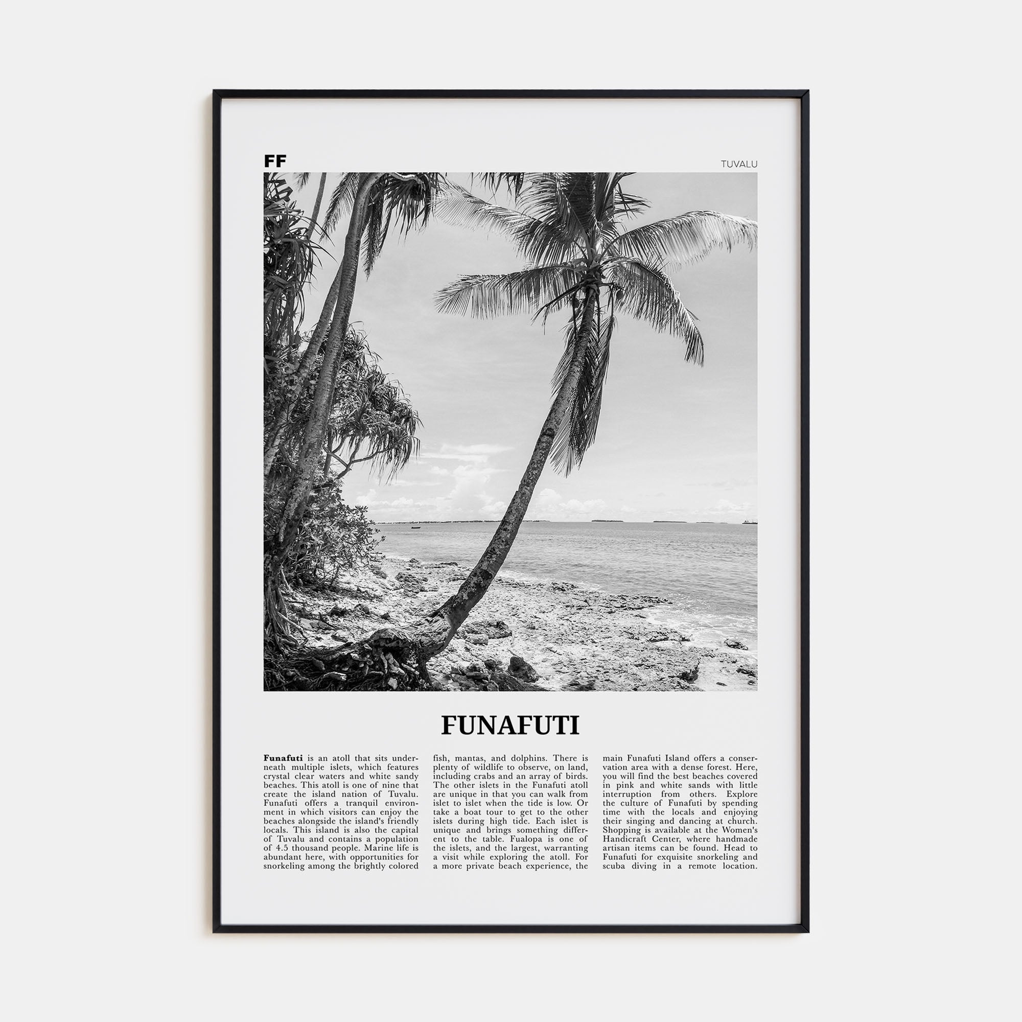 Funafuti Travel B&W Poster