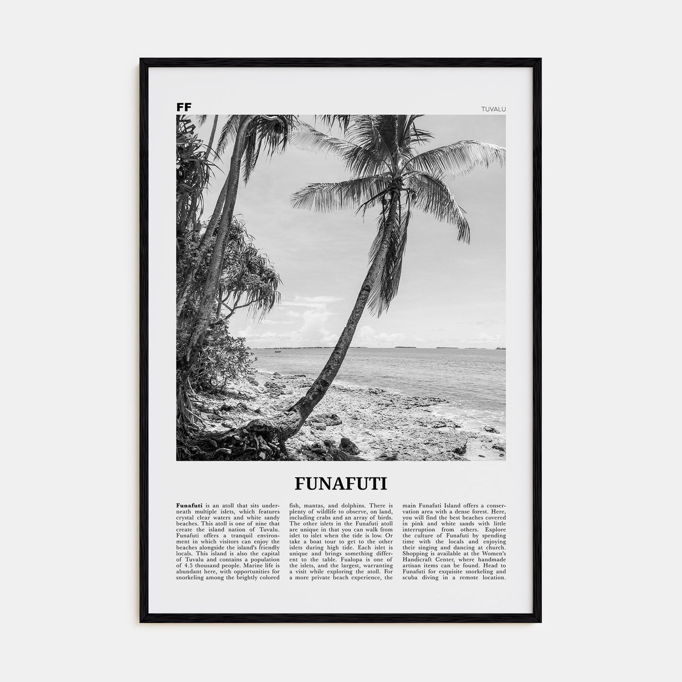 Funafuti Travel B&W Poster