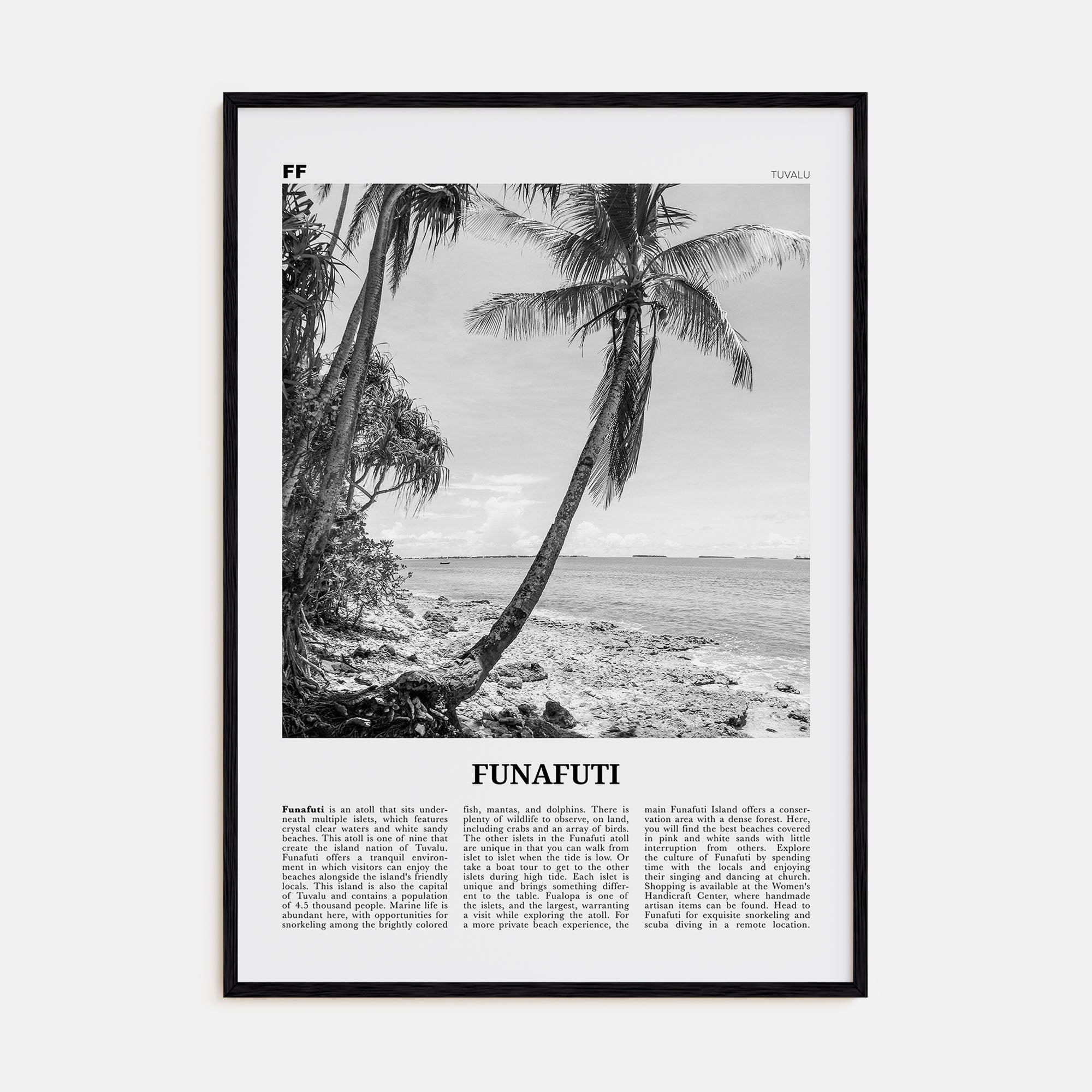 Funafuti Travel B&W Poster