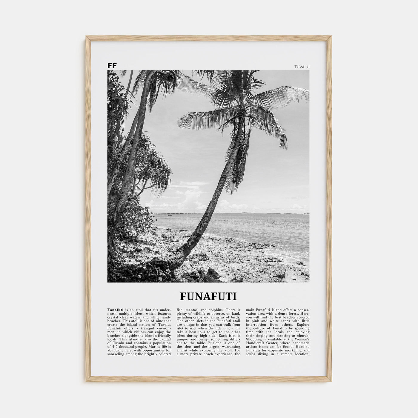 Funafuti Travel B&W Poster