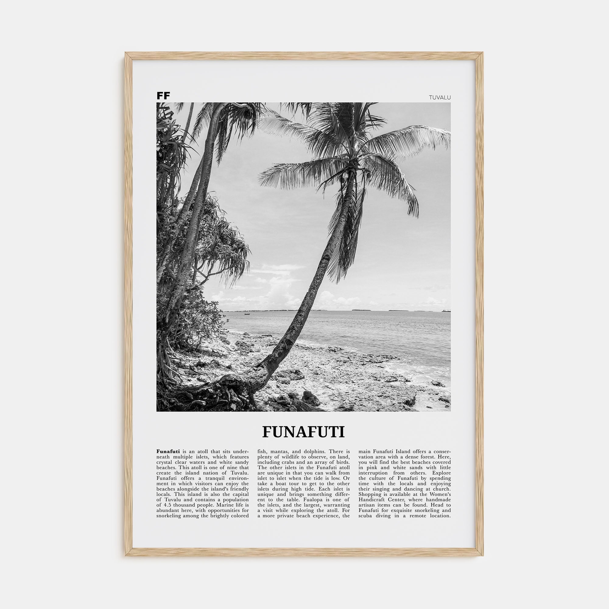 Funafuti Travel B&W Poster