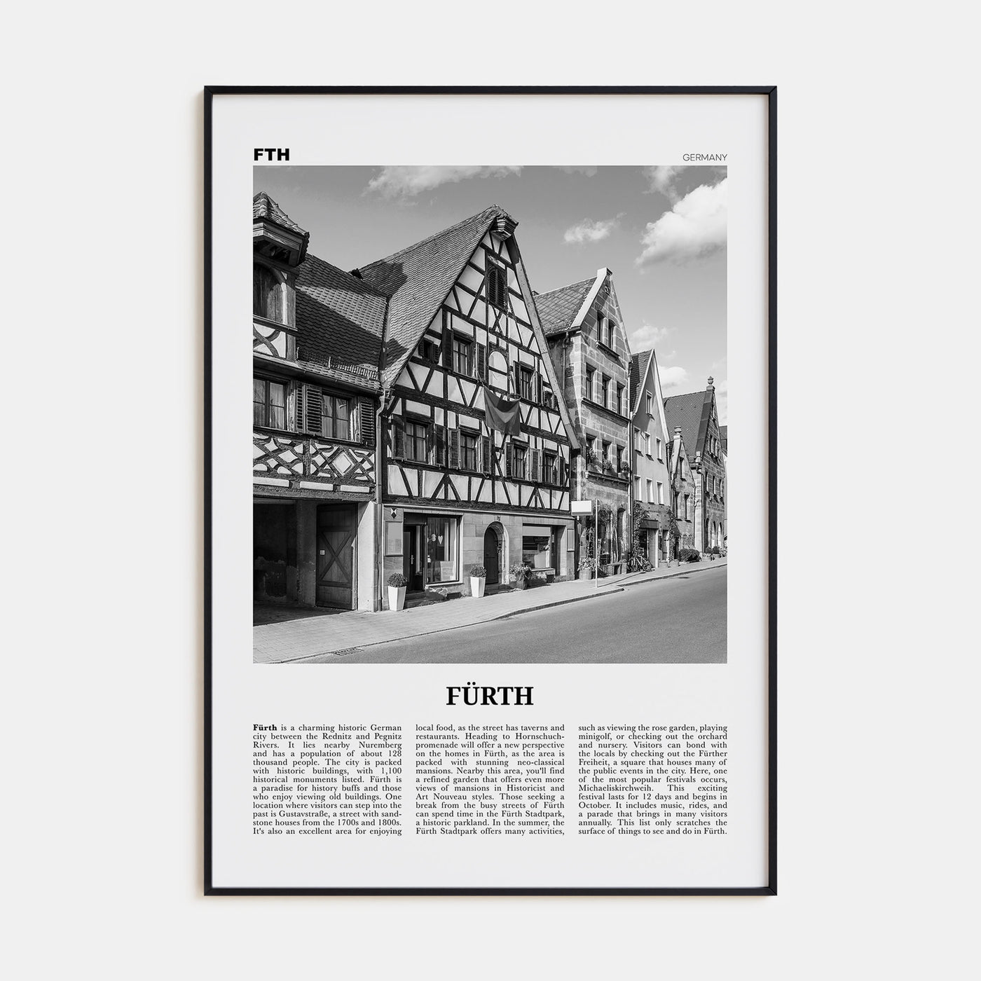 Fürth Travel B&W Poster