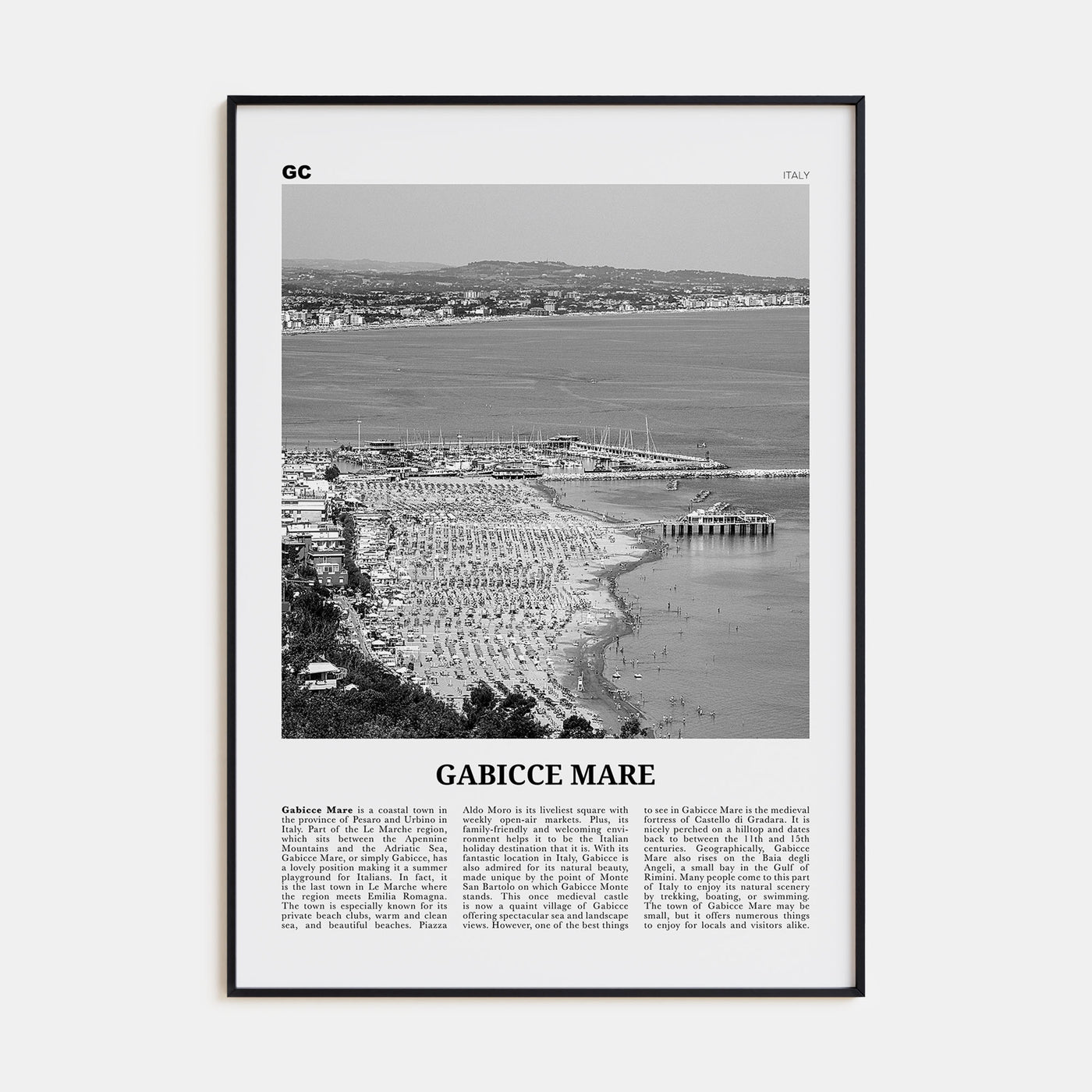 Gabicce Mare Travel B&W Poster
