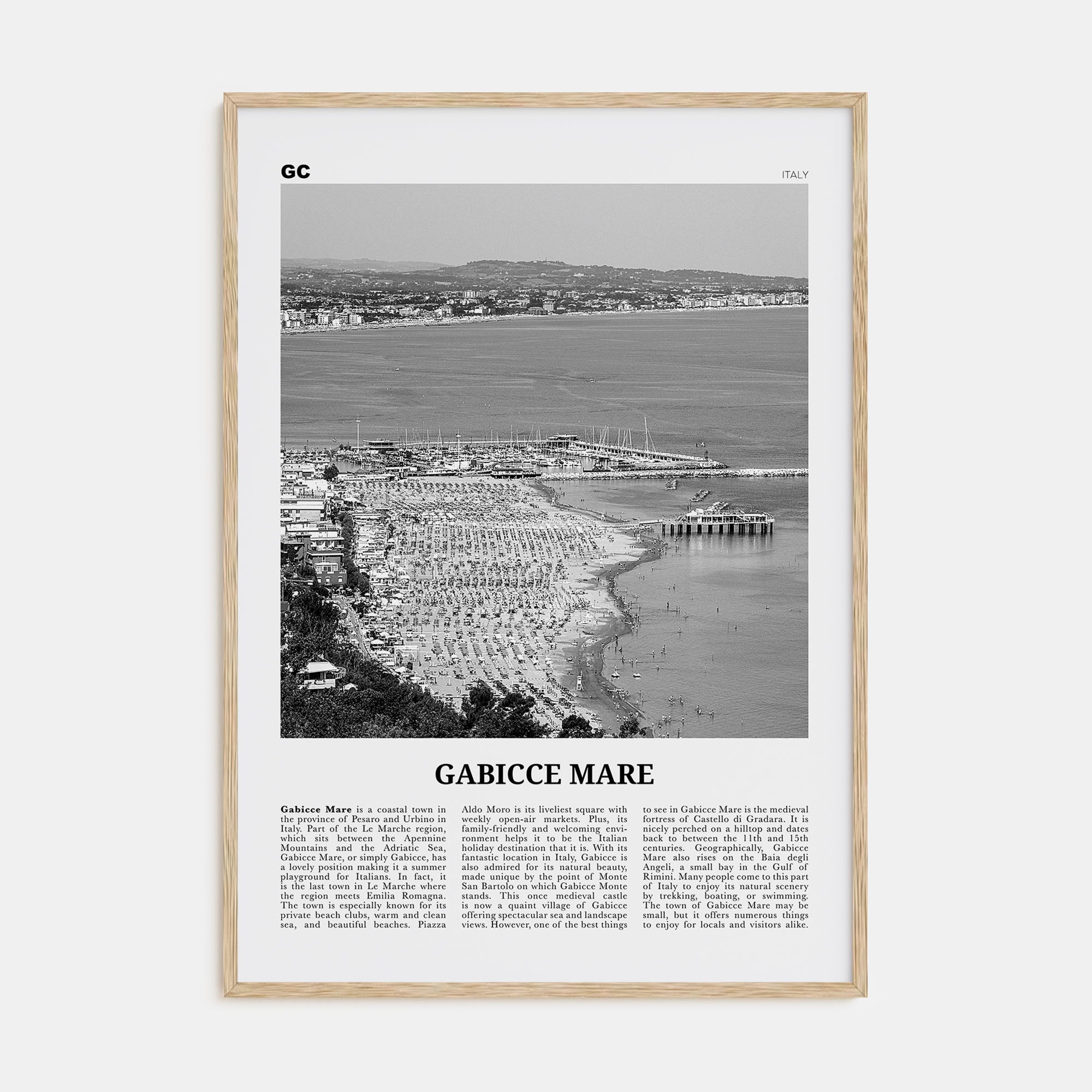 Gabicce Mare Travel B&W Poster