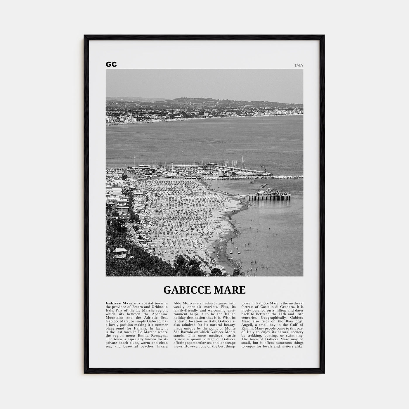 Gabicce Mare Travel B&W Poster