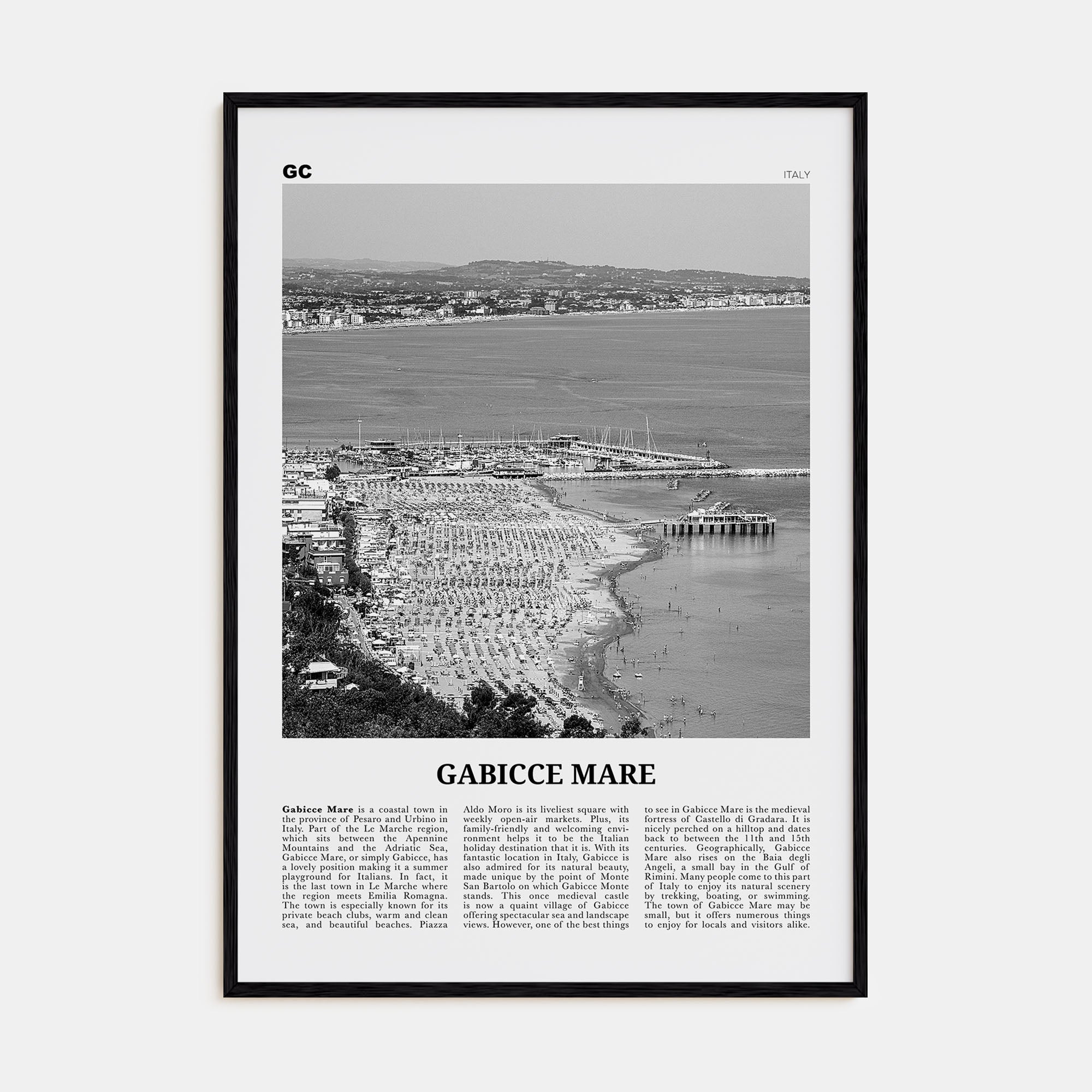 Gabicce Mare Travel B&W Poster