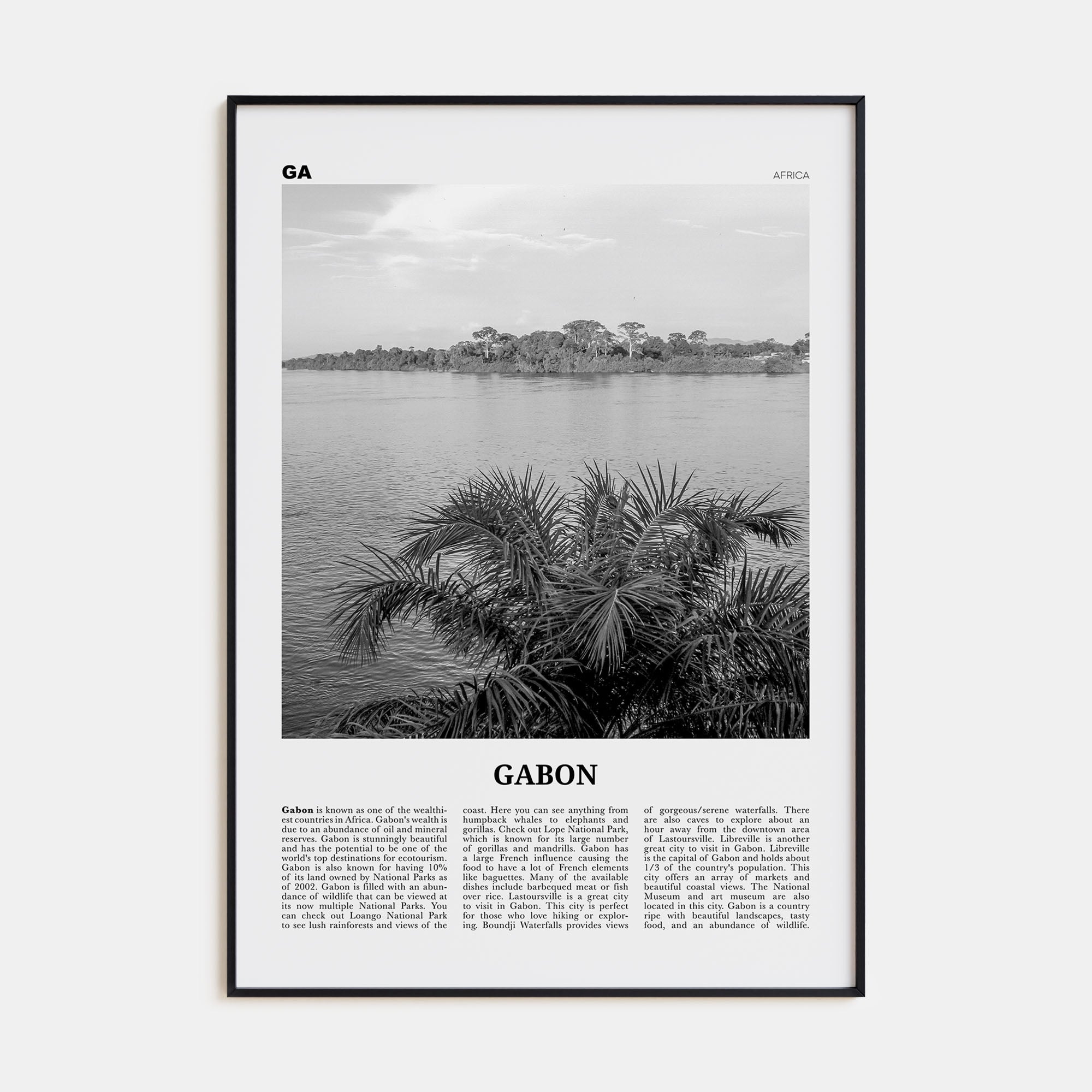 Gabon Travel B&W Poster