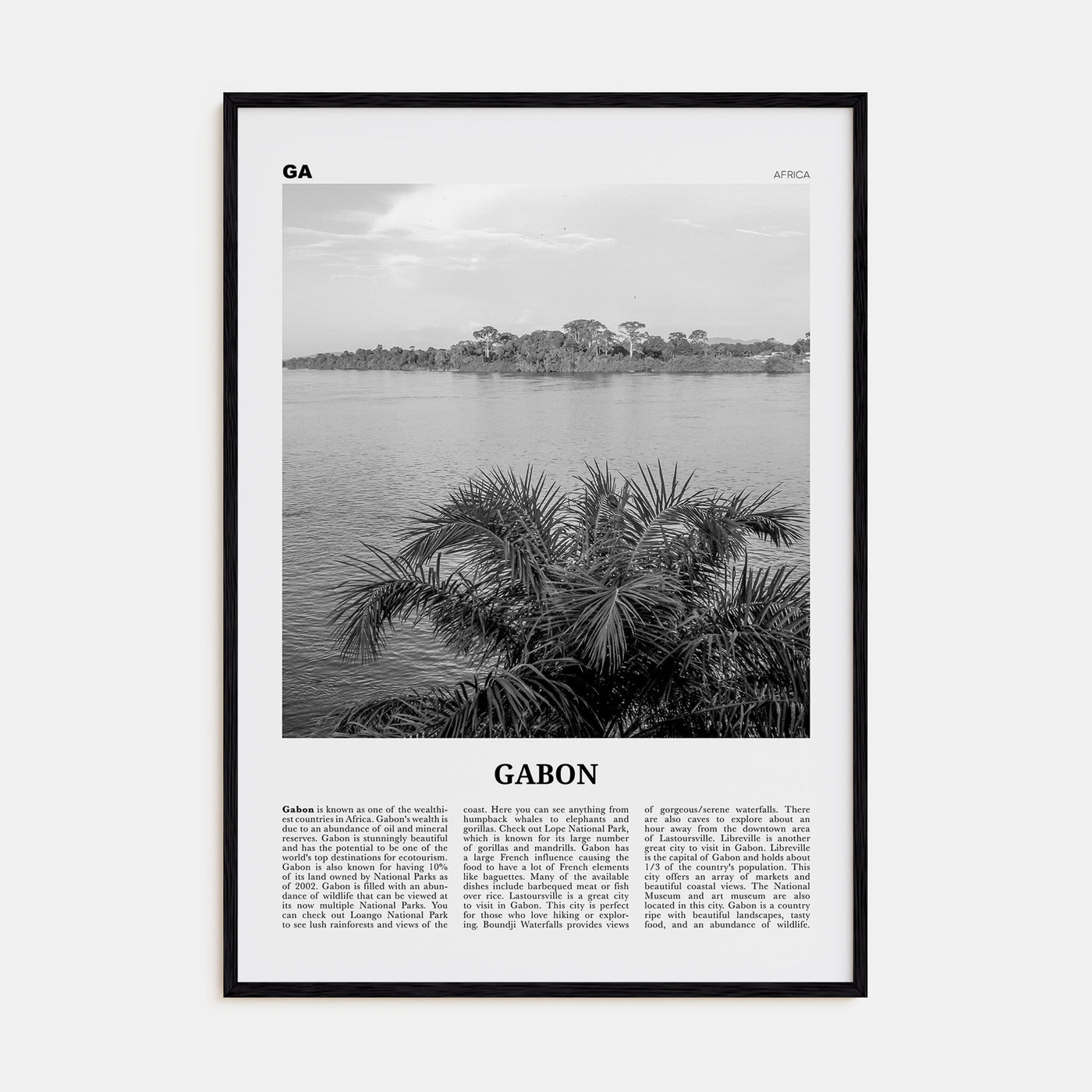 Gabon Travel B&W Poster