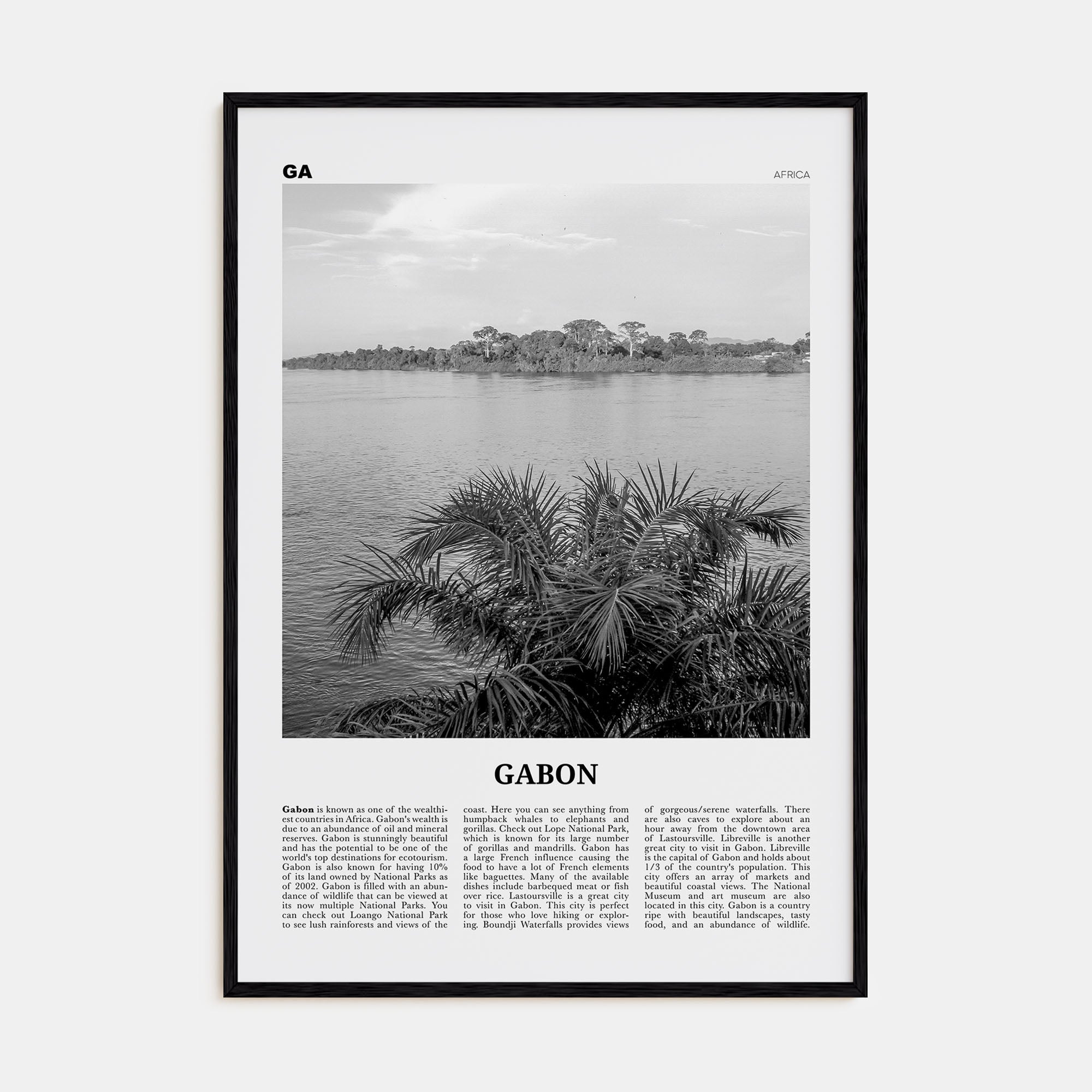 Gabon Travel B&W Poster