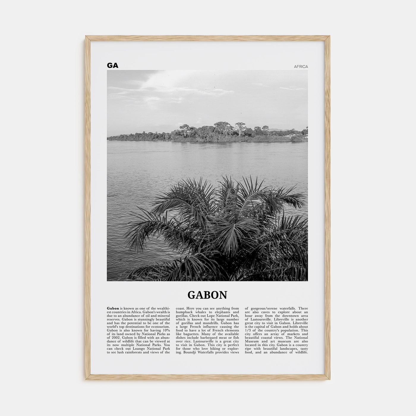 Gabon Travel B&W Poster