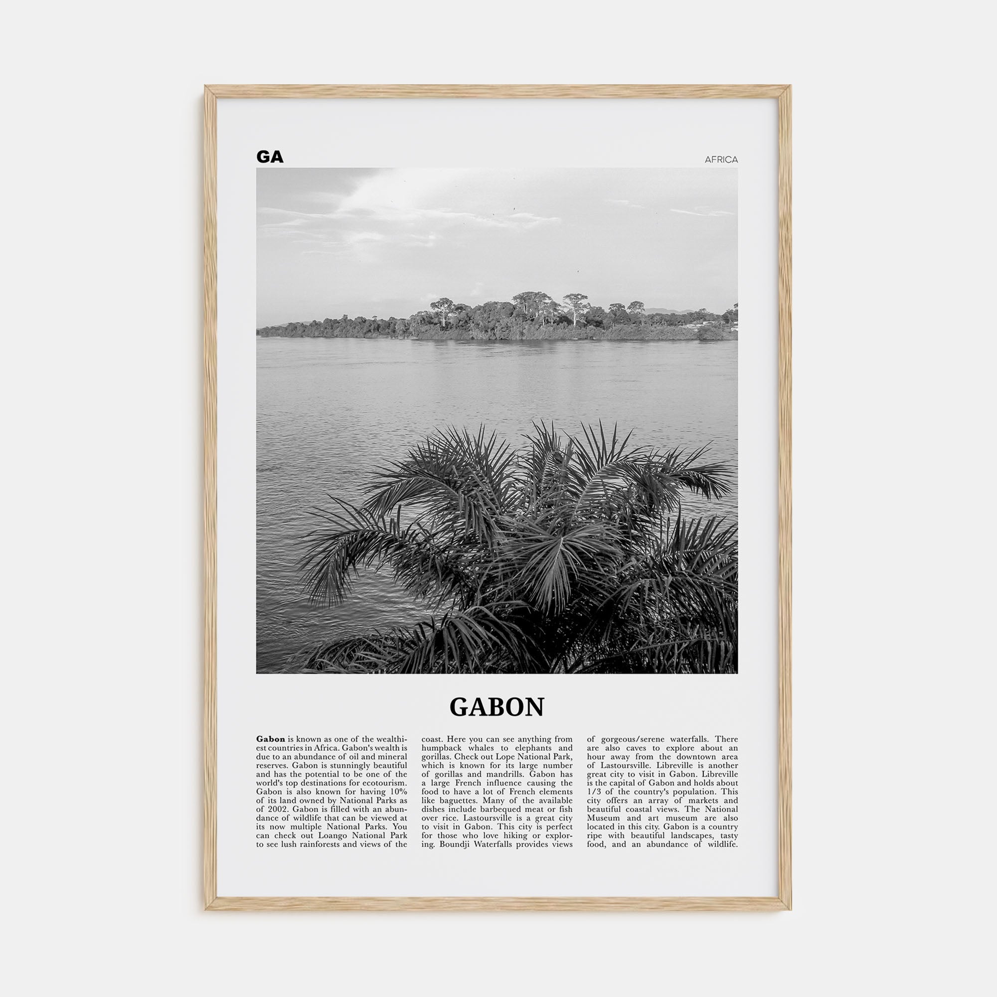 Gabon Travel B&W Poster