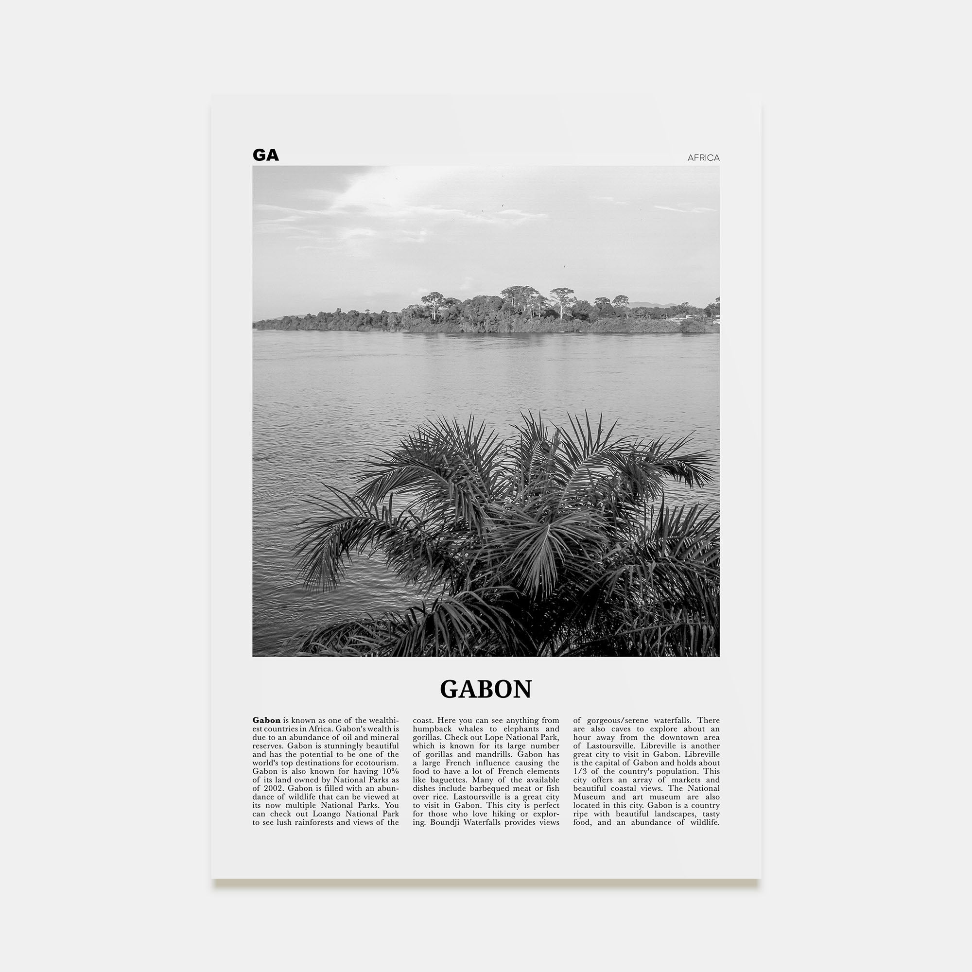 Gabon Travel B&W Poster