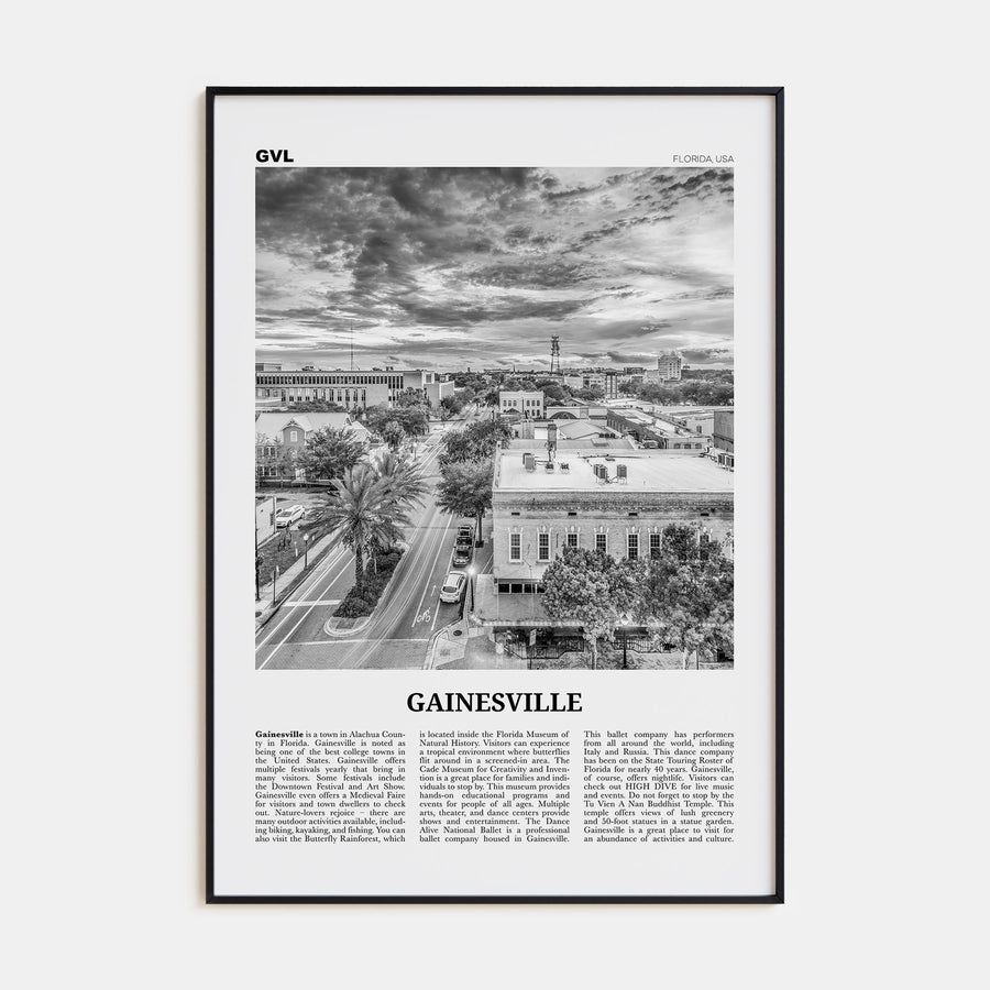 Gainesville Travel B&W Poster
