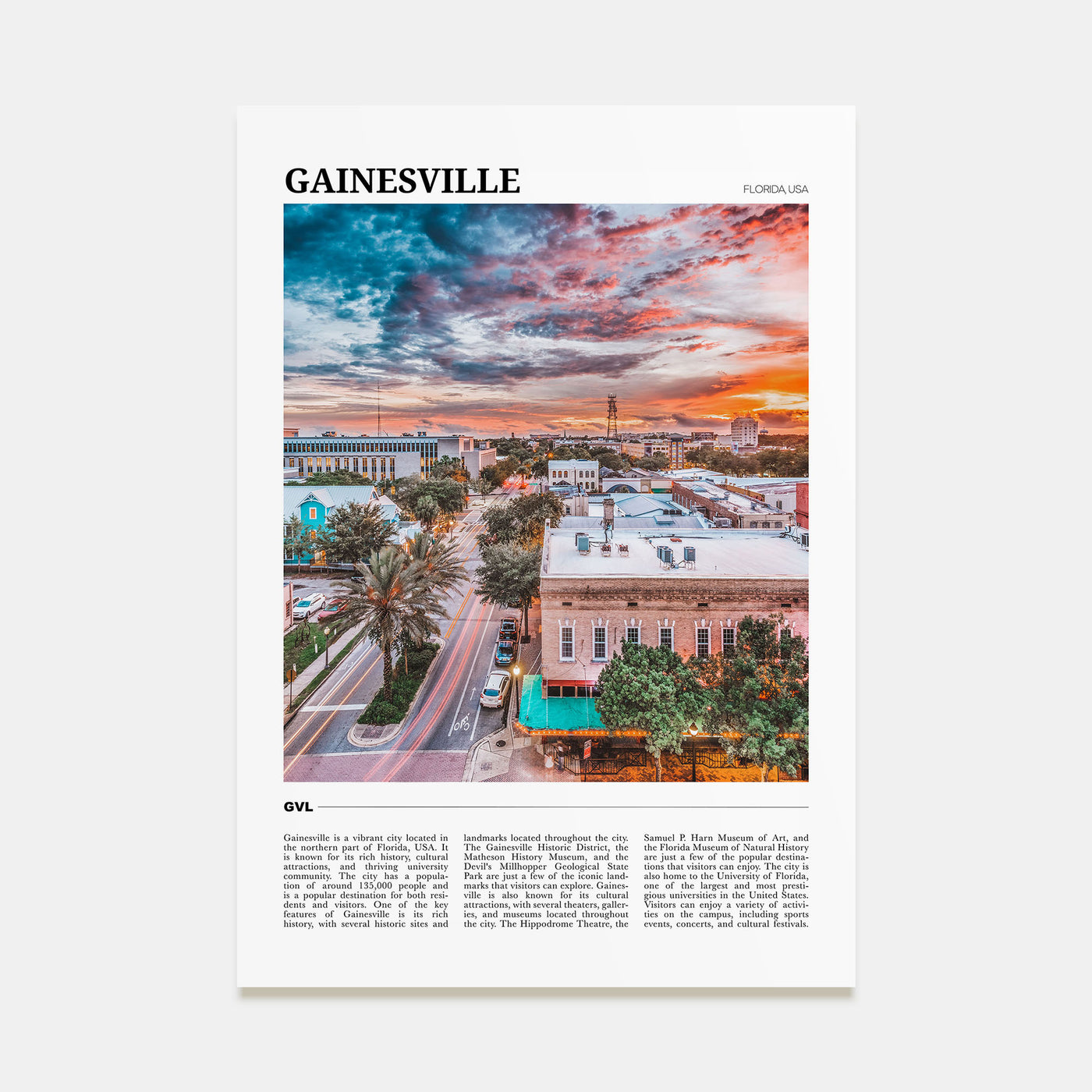 Gainesville Travel Color Poster