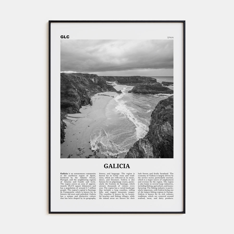 Galicia Travel B&W Poster