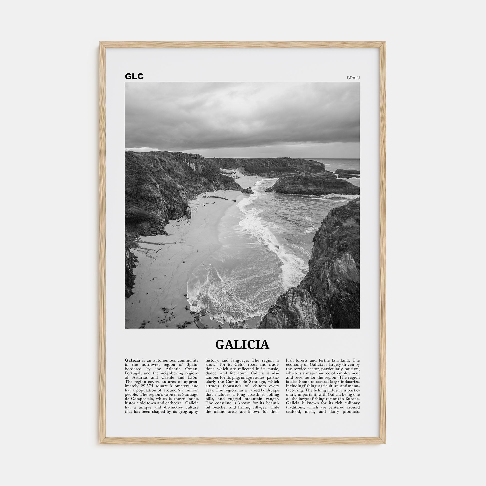 Galicia Travel B&W Poster