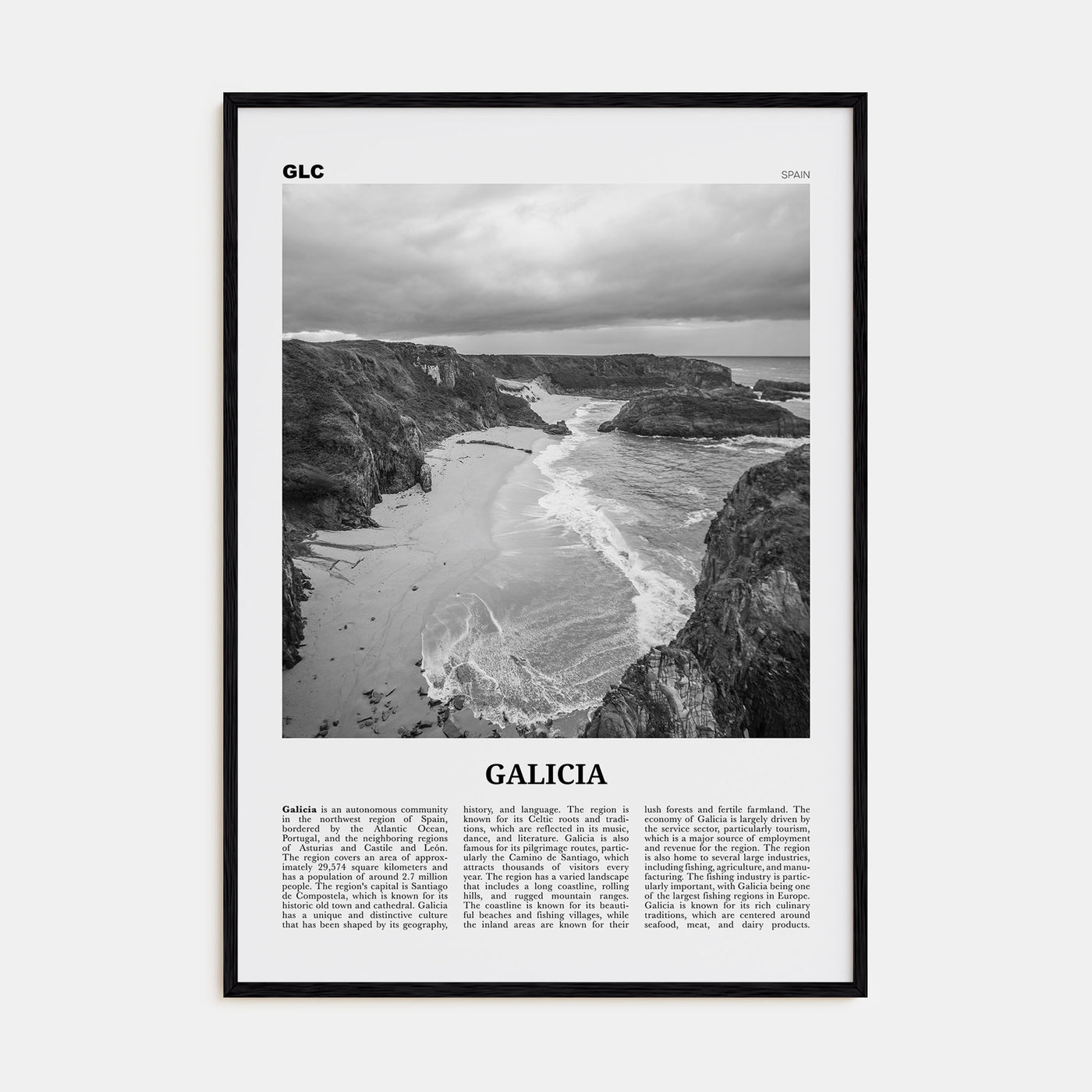 Galicia Travel B&W Poster