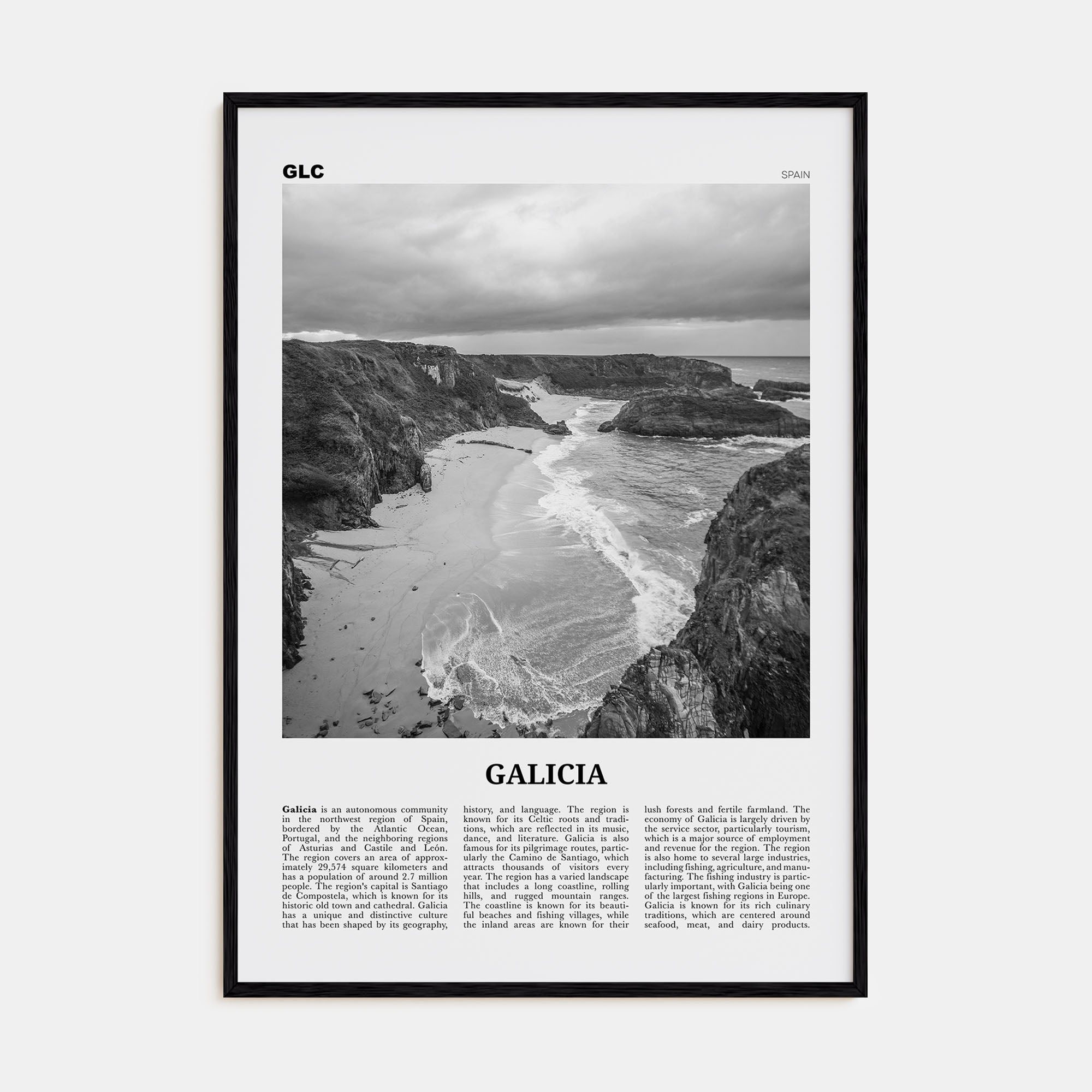 Galicia Travel B&W Poster