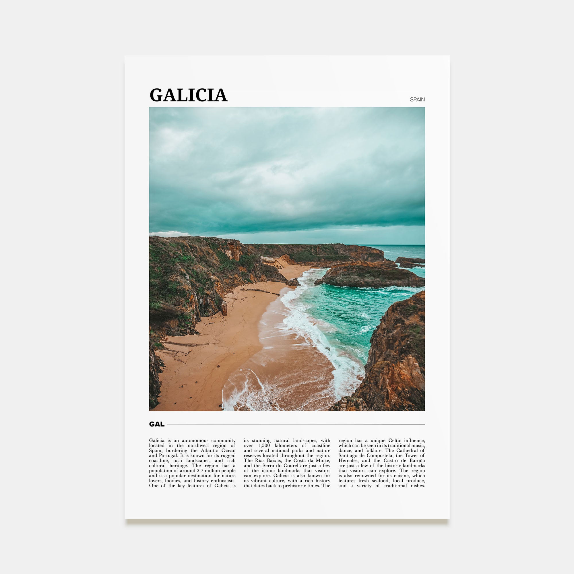 Galicia Travel Color Poster