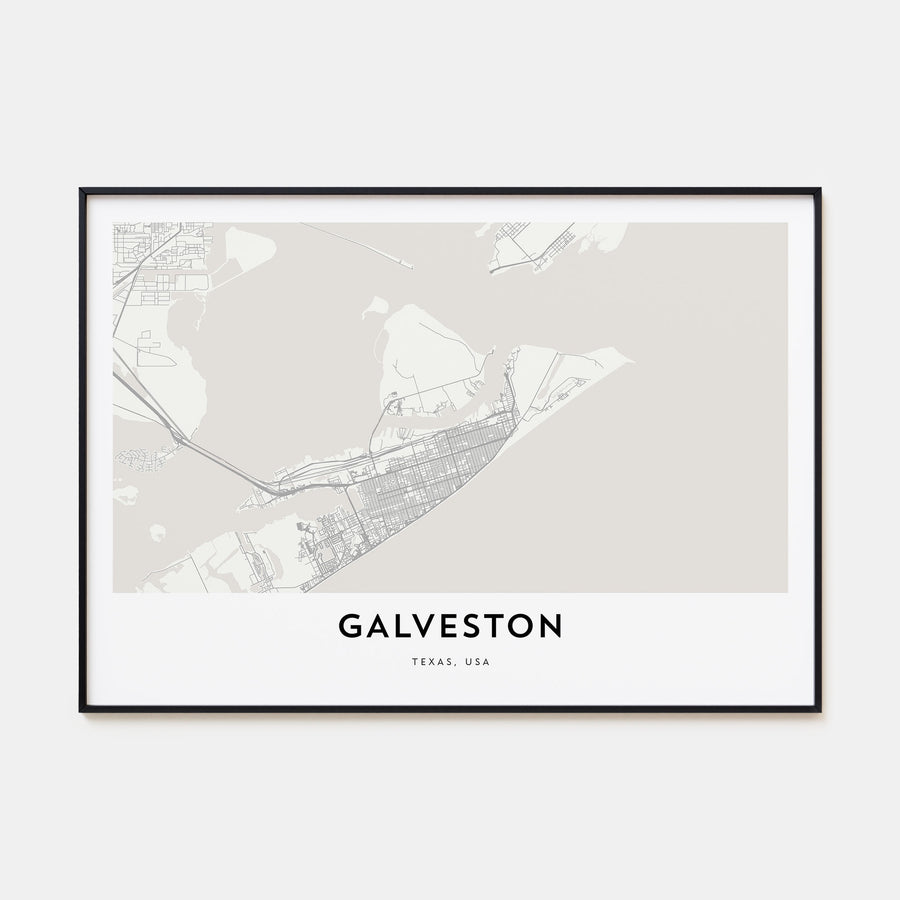 Galveston Map Landscape Poster