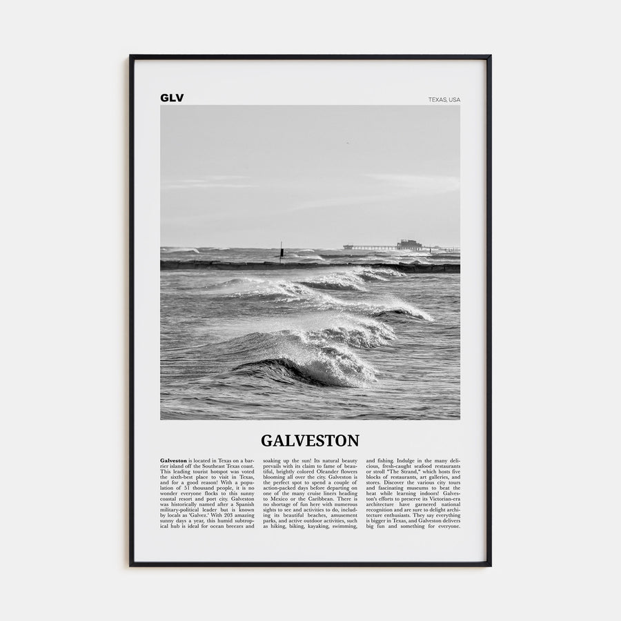 Galveston Travel B&W Poster