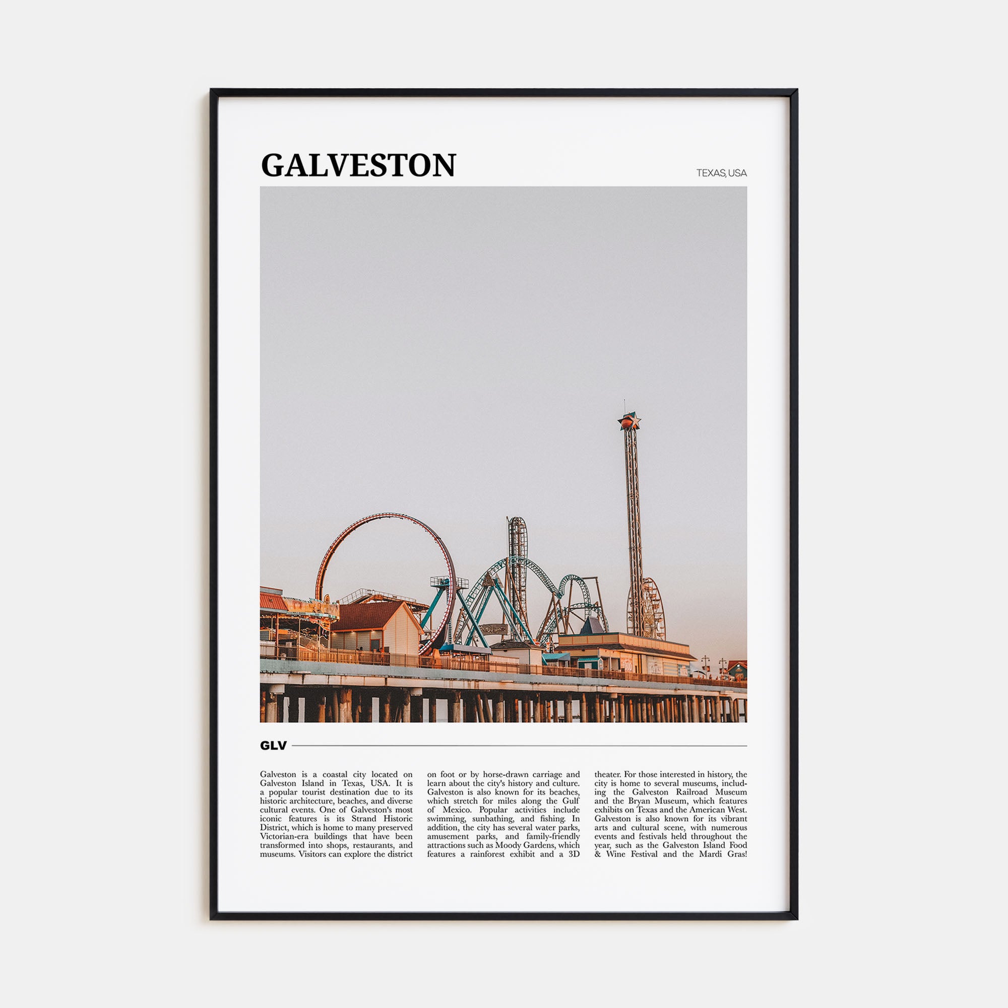 Galveston Travel Color Poster