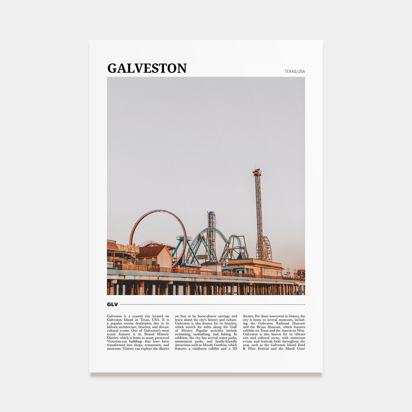 Galveston Travel Color Poster