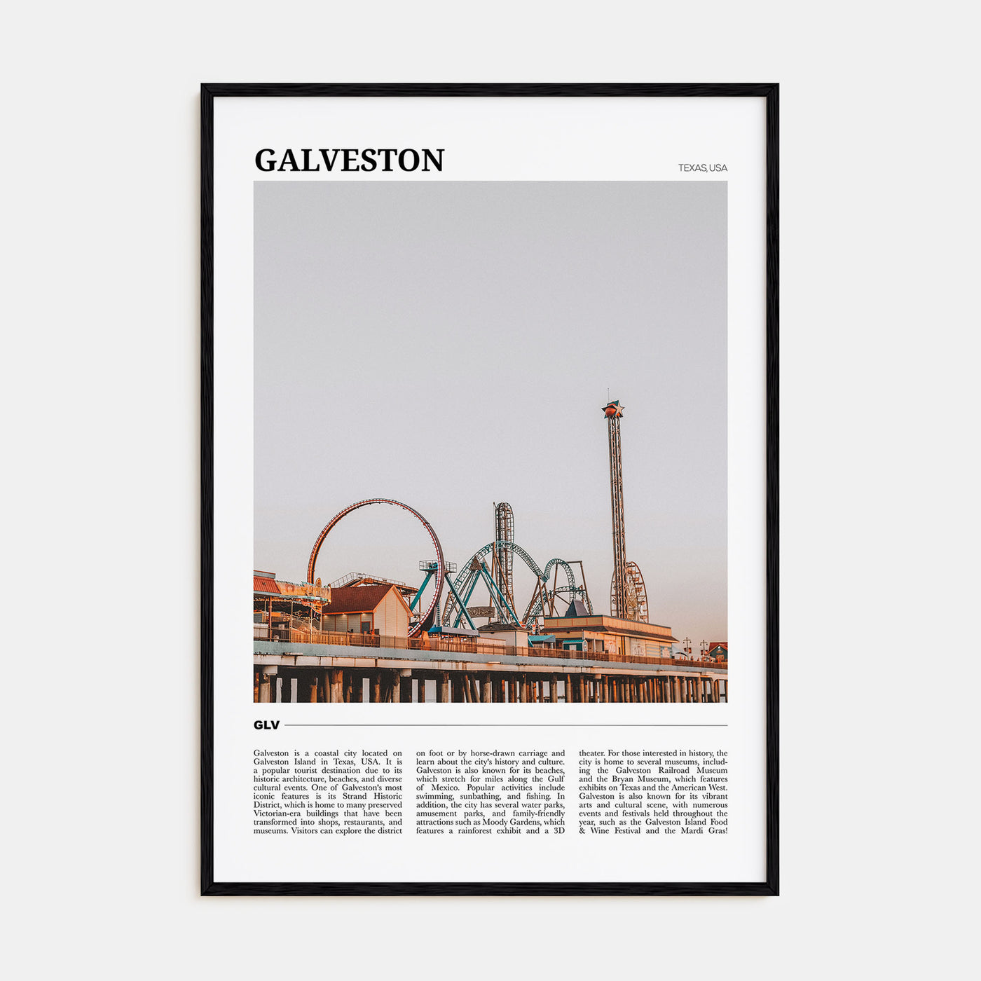 Galveston Travel Color Poster