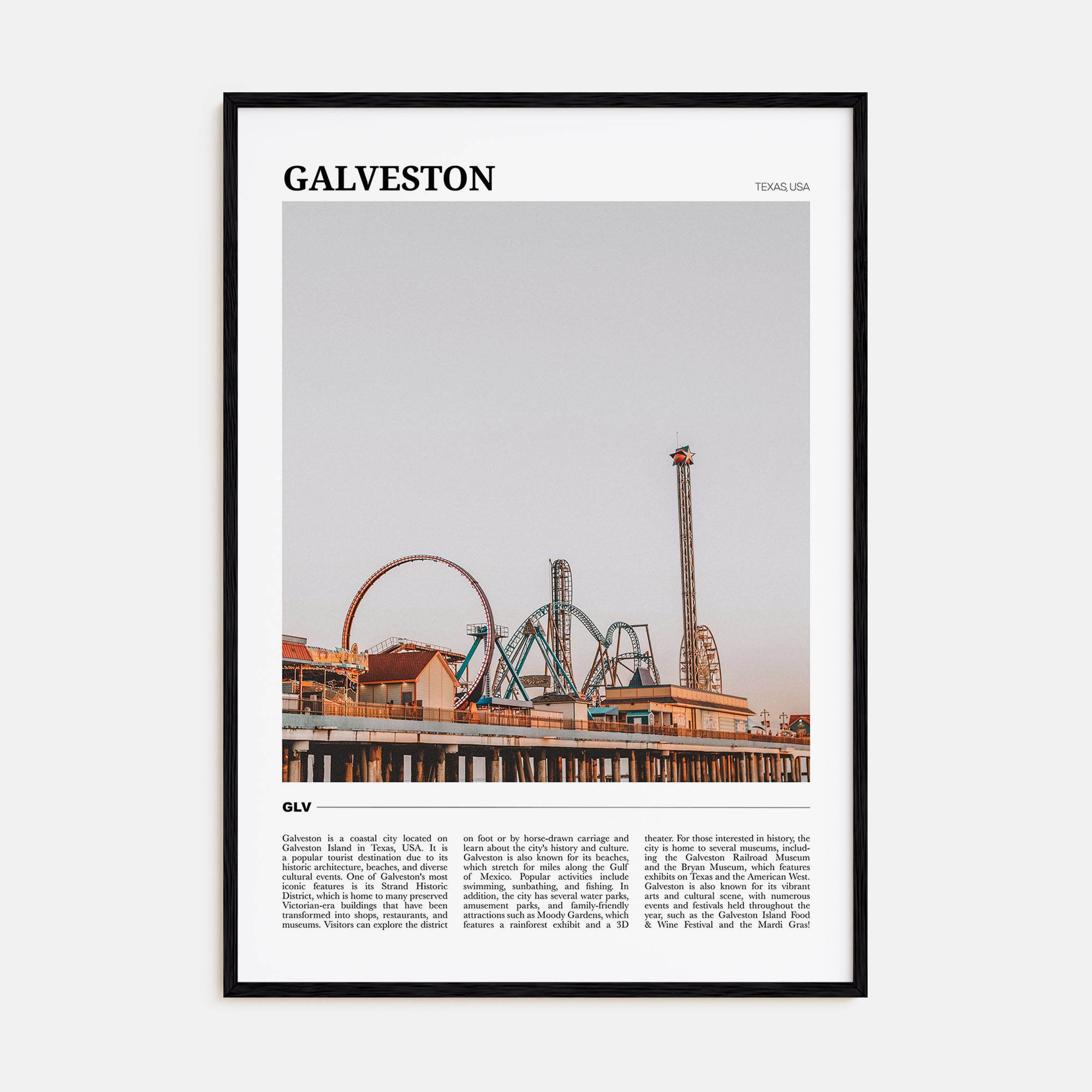 Galveston Travel Color Poster
