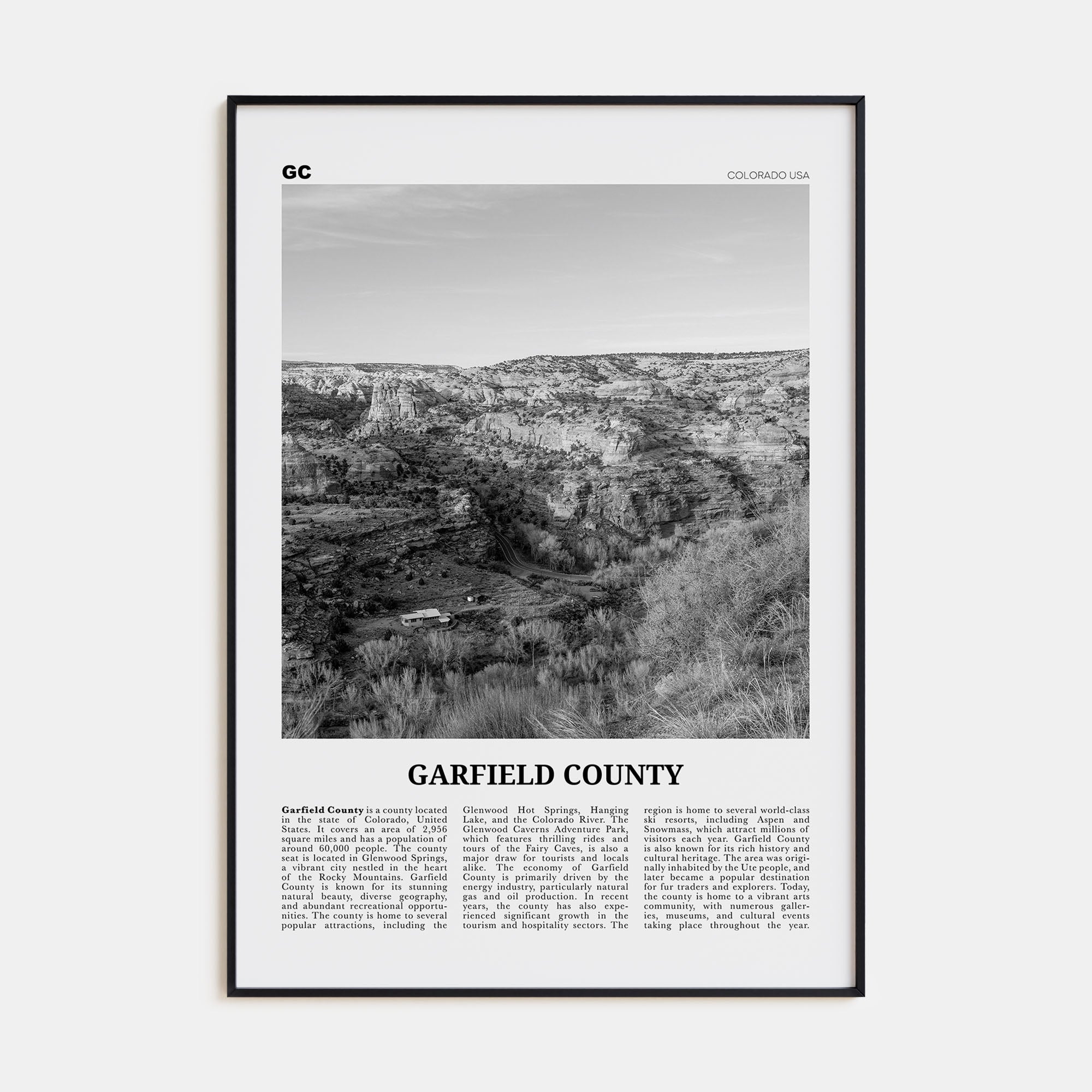 Garfield County Travel B&W Poster