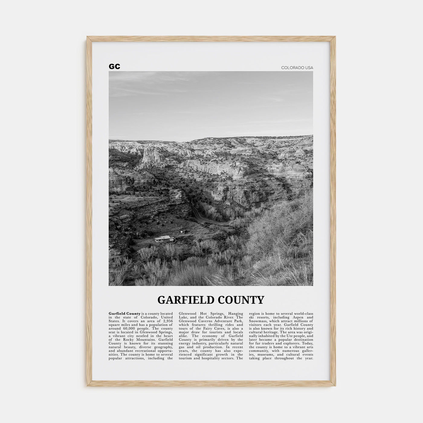 Garfield County Travel B&W Poster