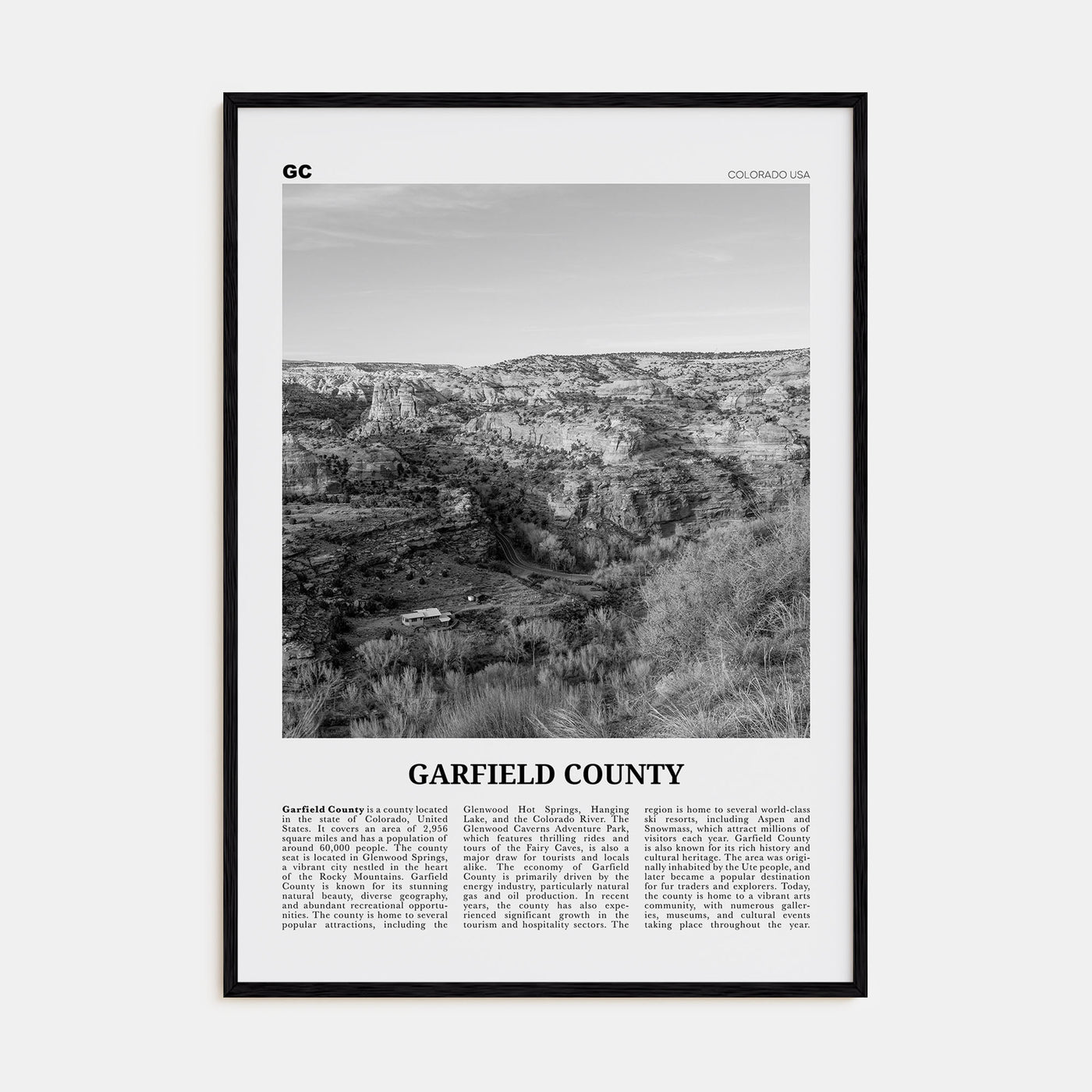 Garfield County Travel B&W Poster