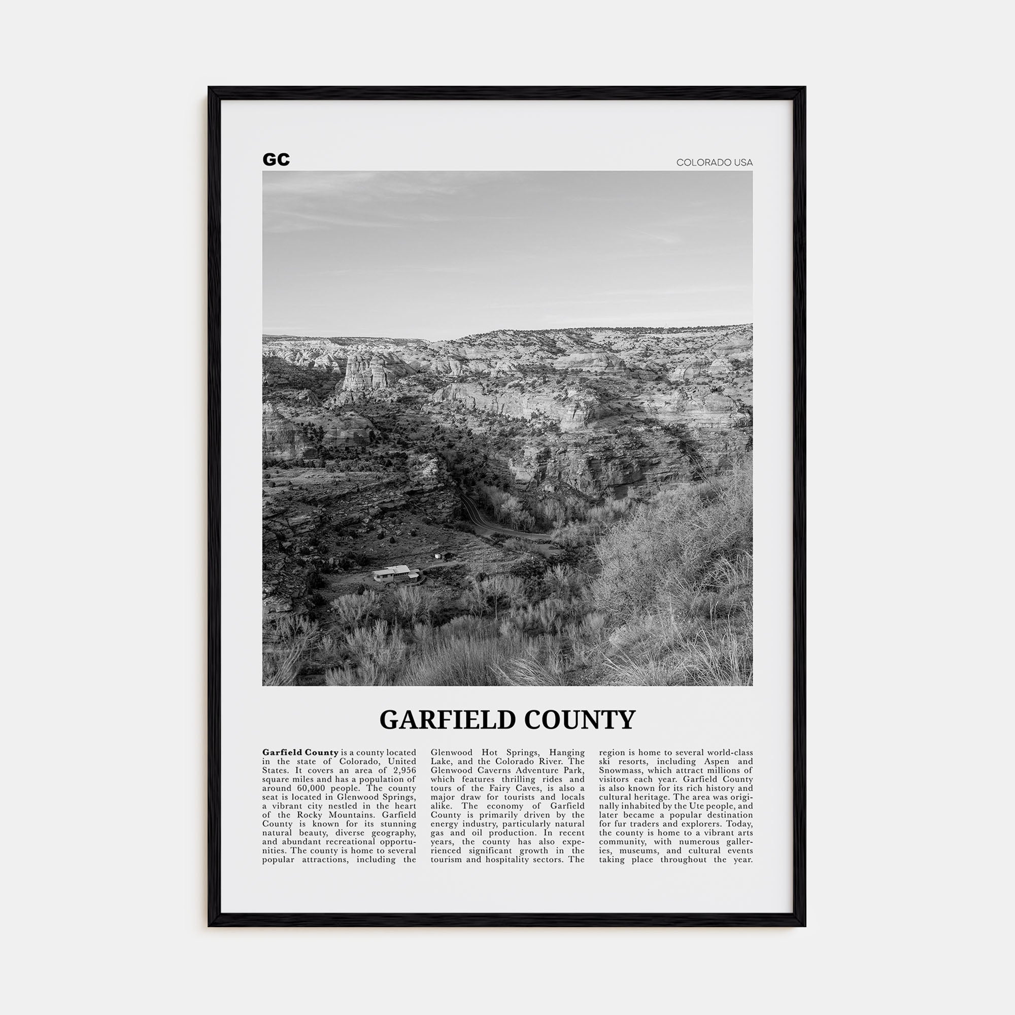 Garfield County Travel B&W Poster