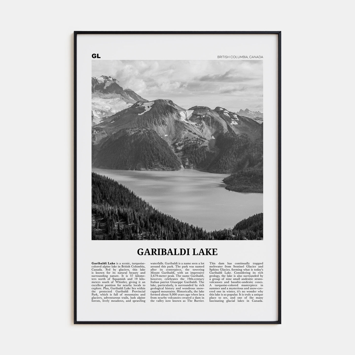 Garibaldi Lake Travel B&W Poster