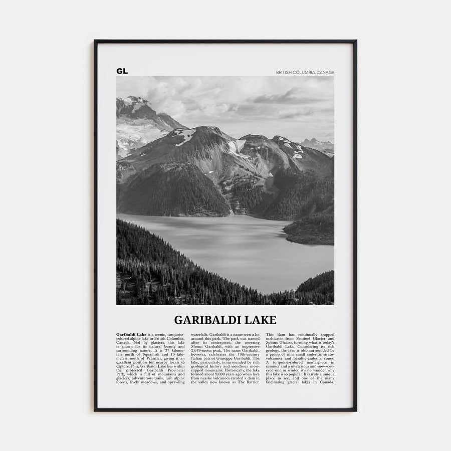 Garibaldi Lake Travel B&W Poster