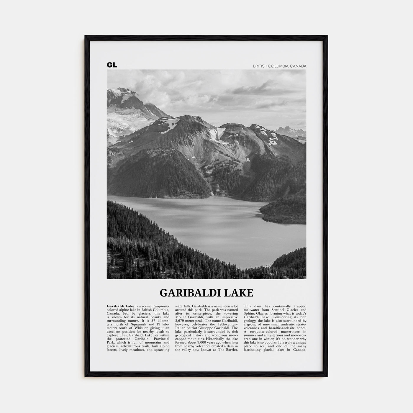 Garibaldi Lake Travel B&W Poster