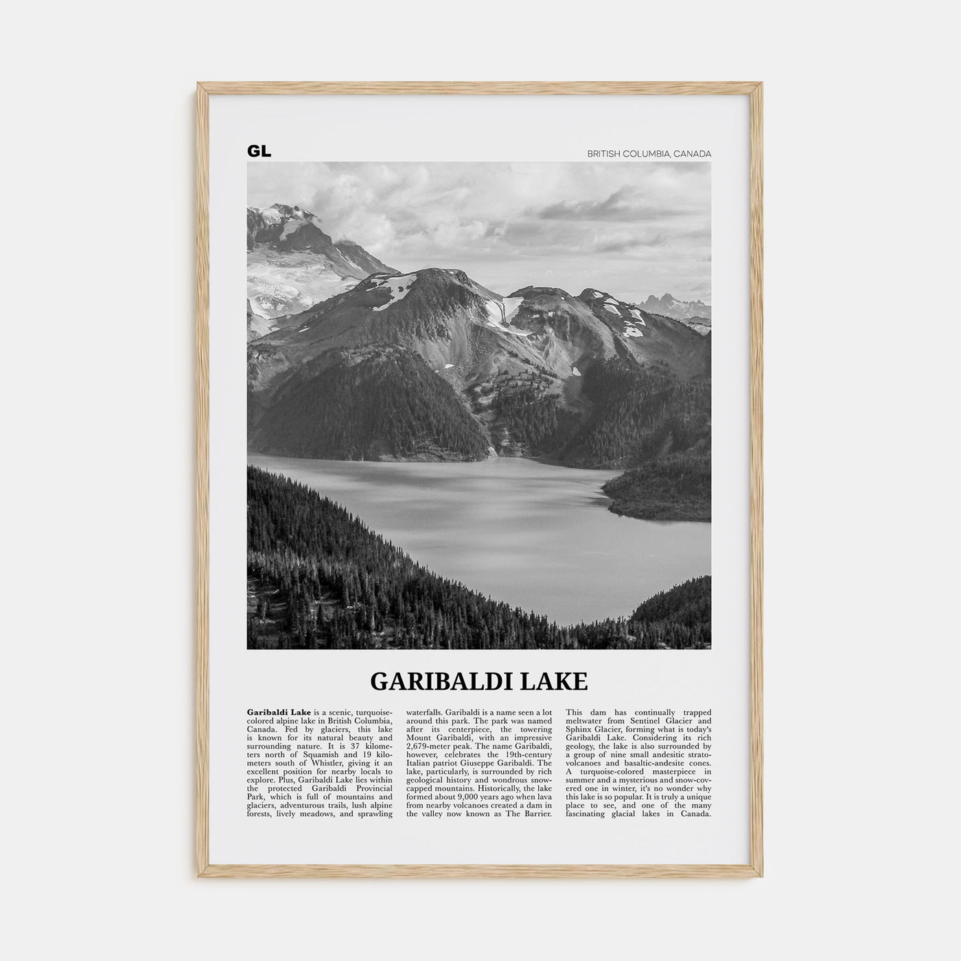 Garibaldi Lake Travel B&W Poster