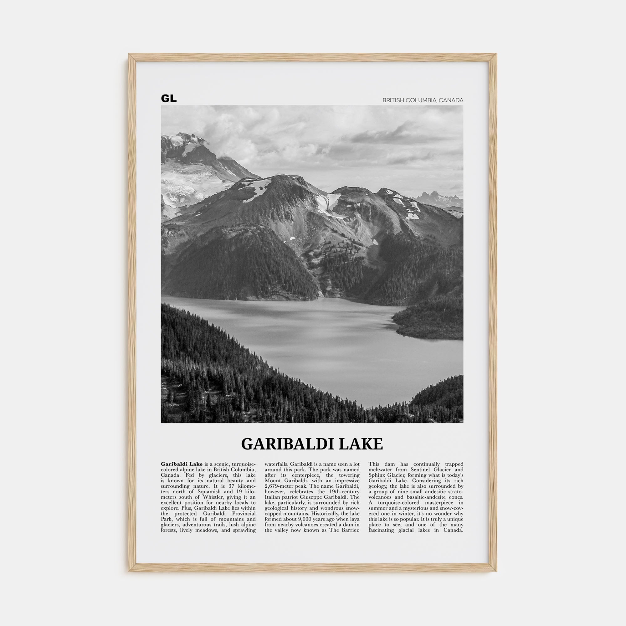 Garibaldi Lake Travel B&W Poster